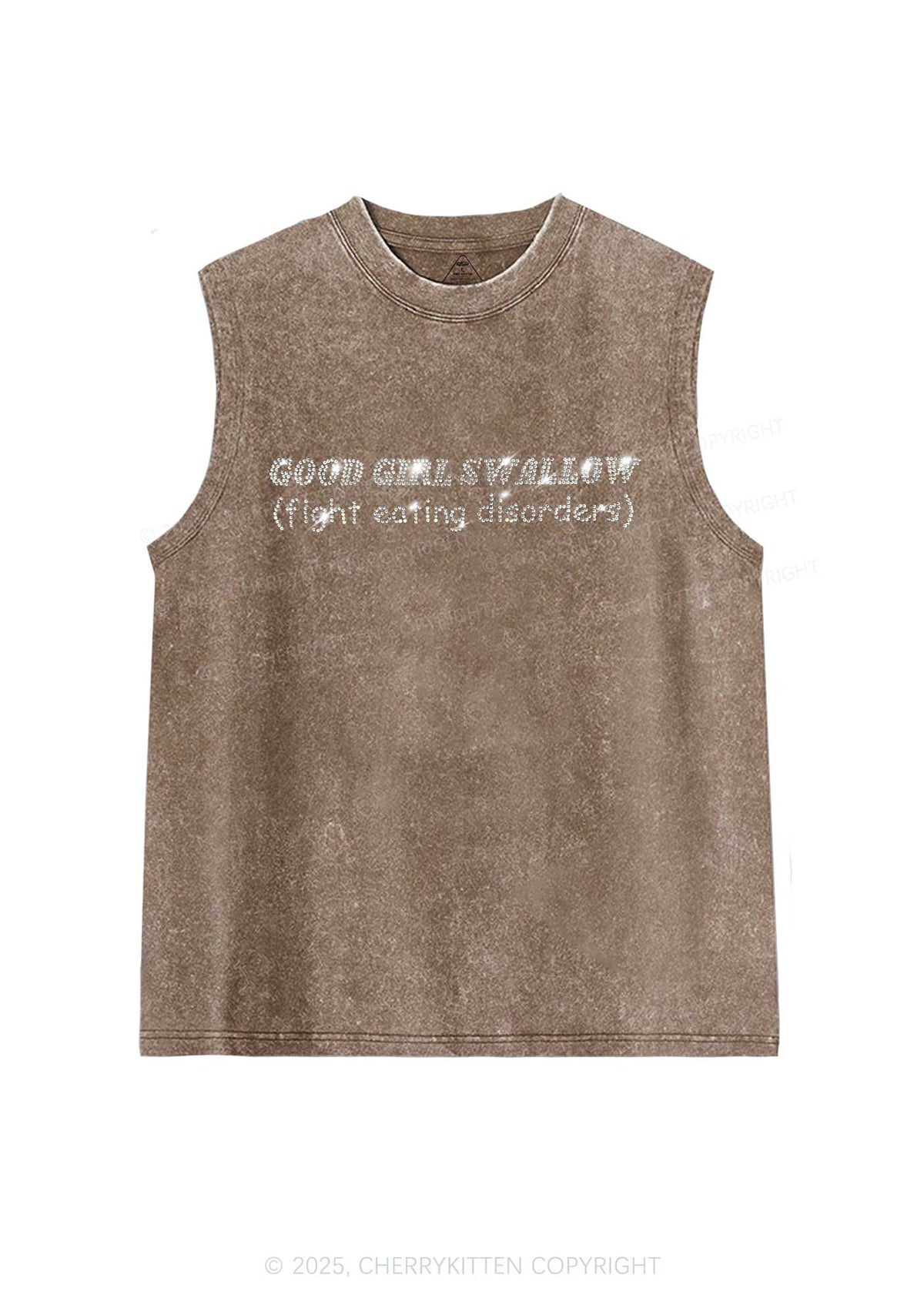 Rhinestone Good Girls Swallow Y2K Washed Muscle Tank Cherrykitten