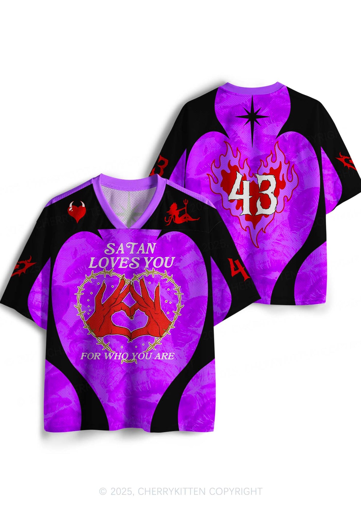 Custom Halloween Satan Loves You Y2K Sport Jersey Shirts Cherrykitten