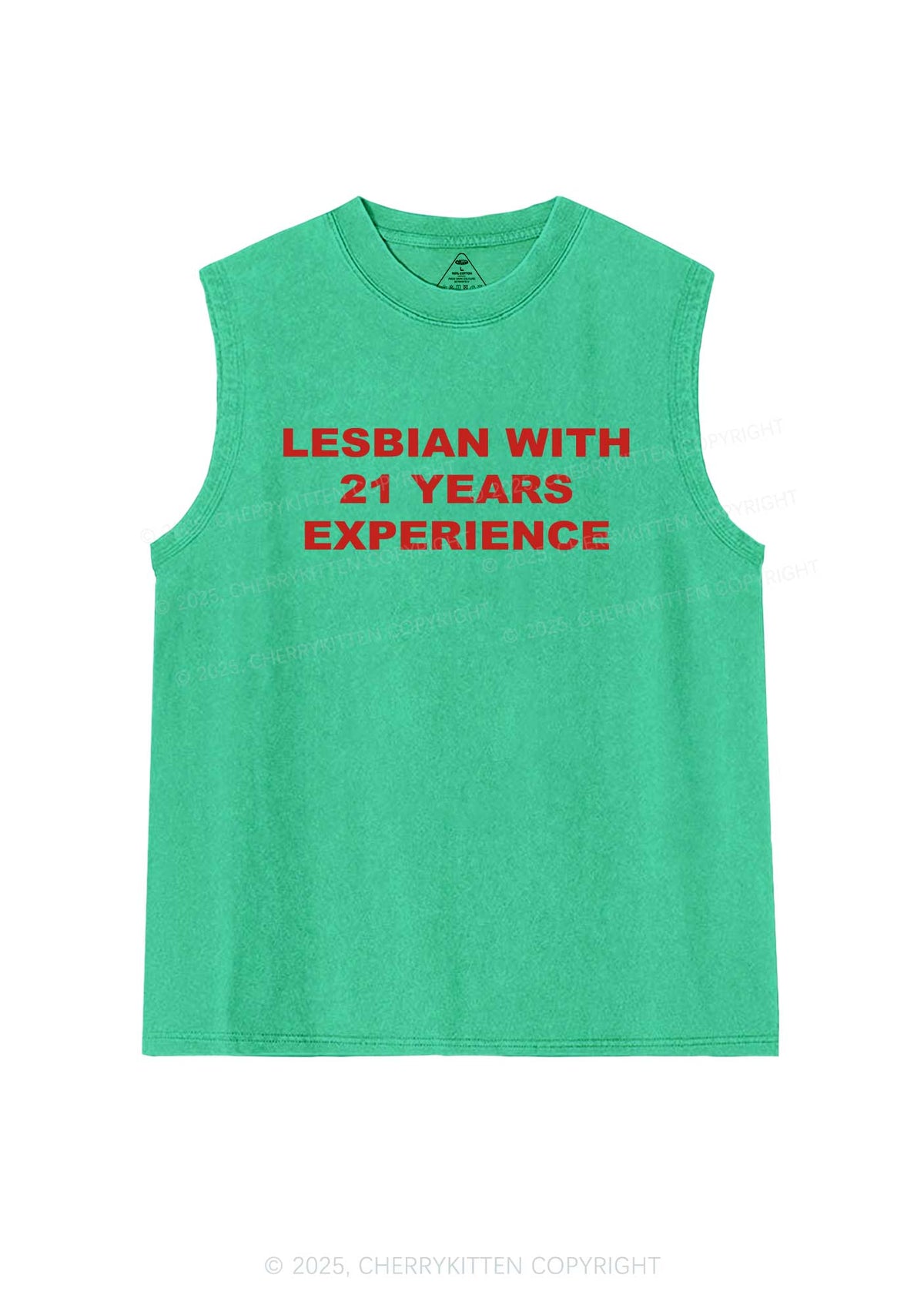 Custom Lesbian Experience Pride Y2K Washed Muscle Tank Cherrykitten