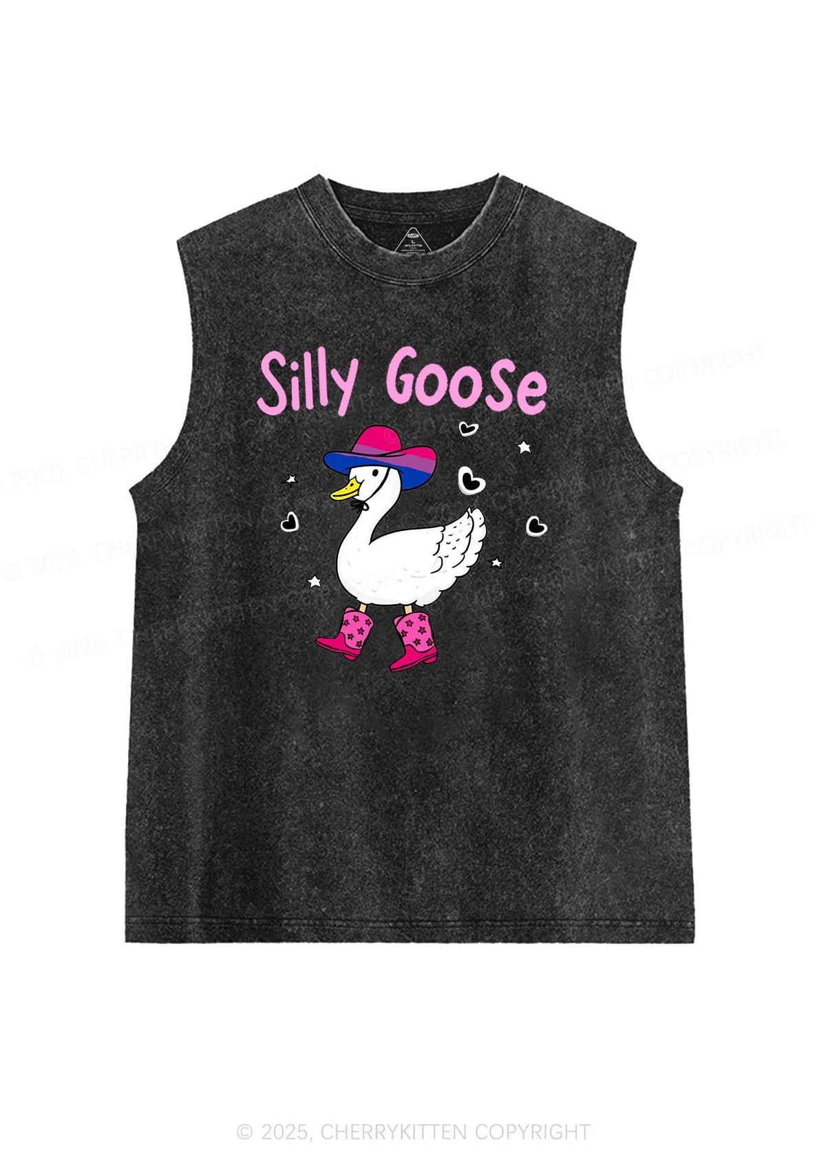 Silly Goose Bisexual Pride Y2K Washed Muscle Tank Cherrykitten