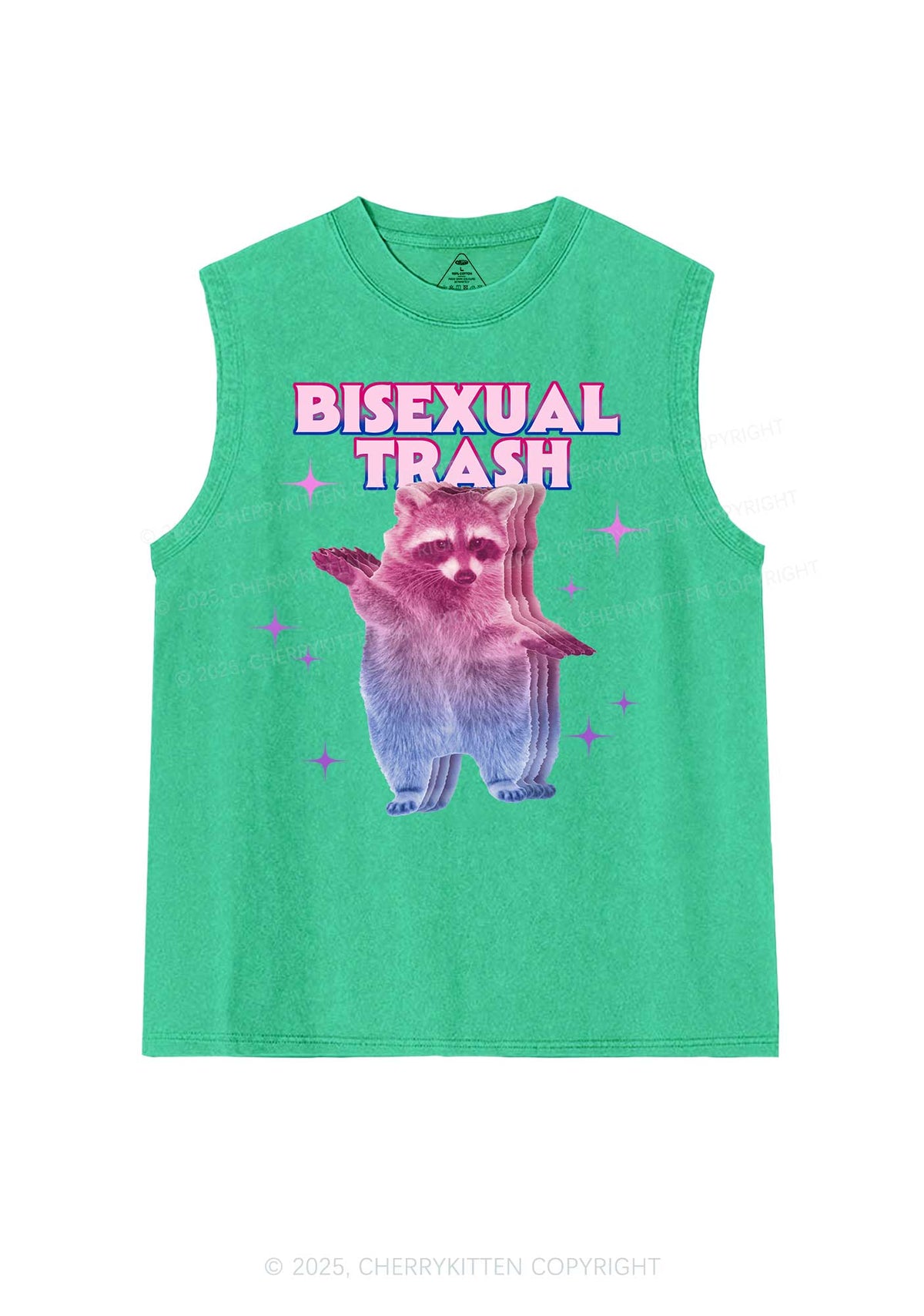 Bisexual Trash Raccoon Pride Y2K Washed Muscle Tank Cherrykitten