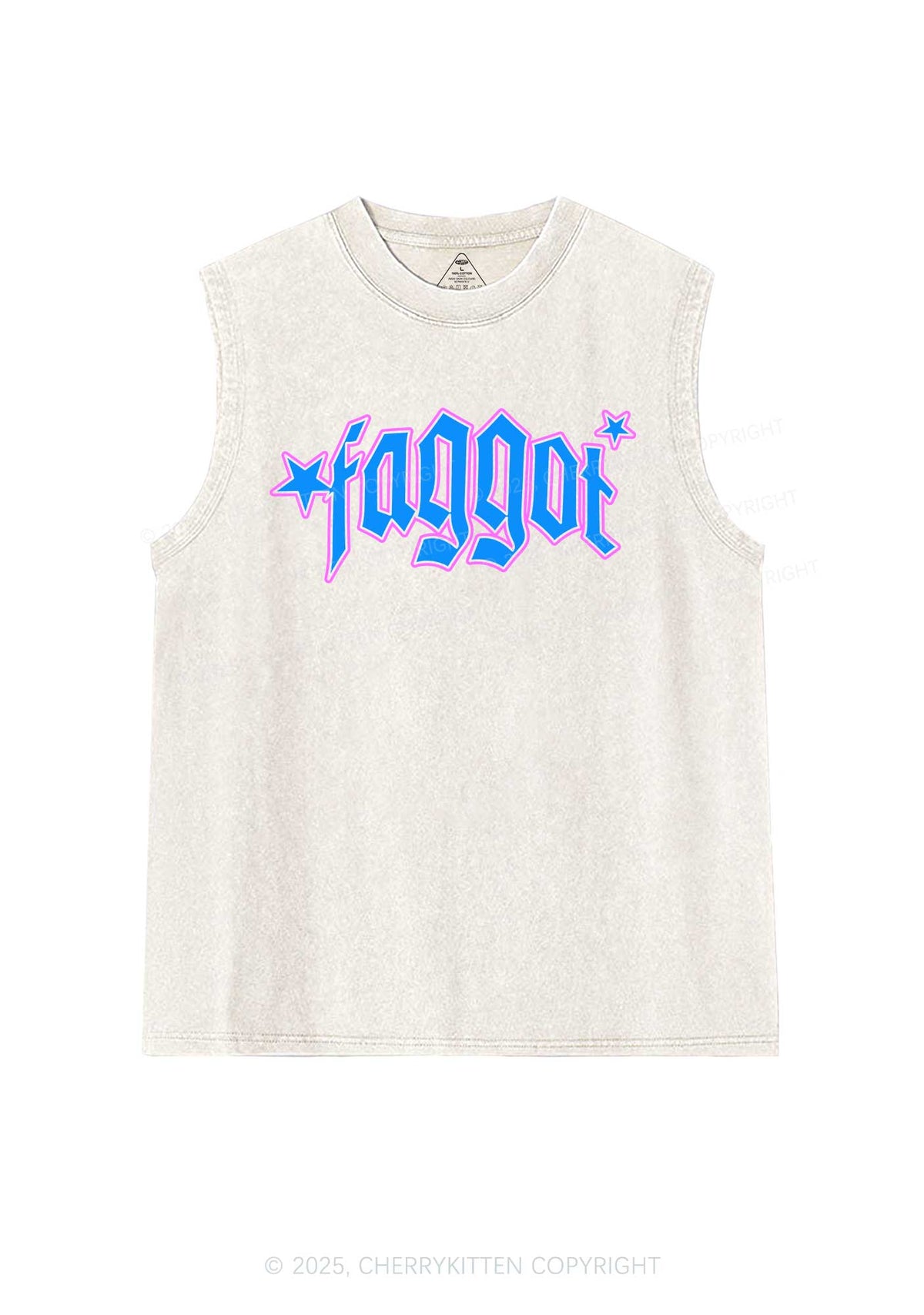 Faggot Stars Pride Y2K Washed Muscle Tank Cherrykitten