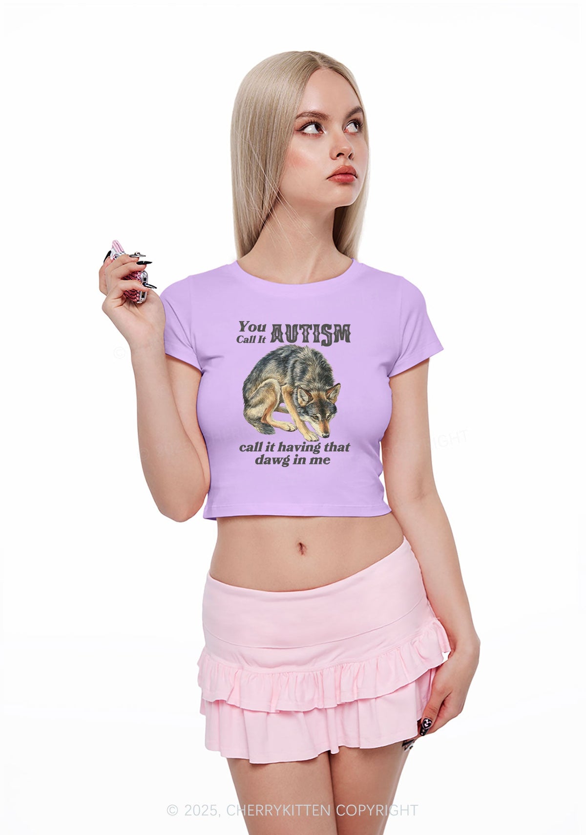 You Call It Autism Y2K Baby Tee Cherrykitten