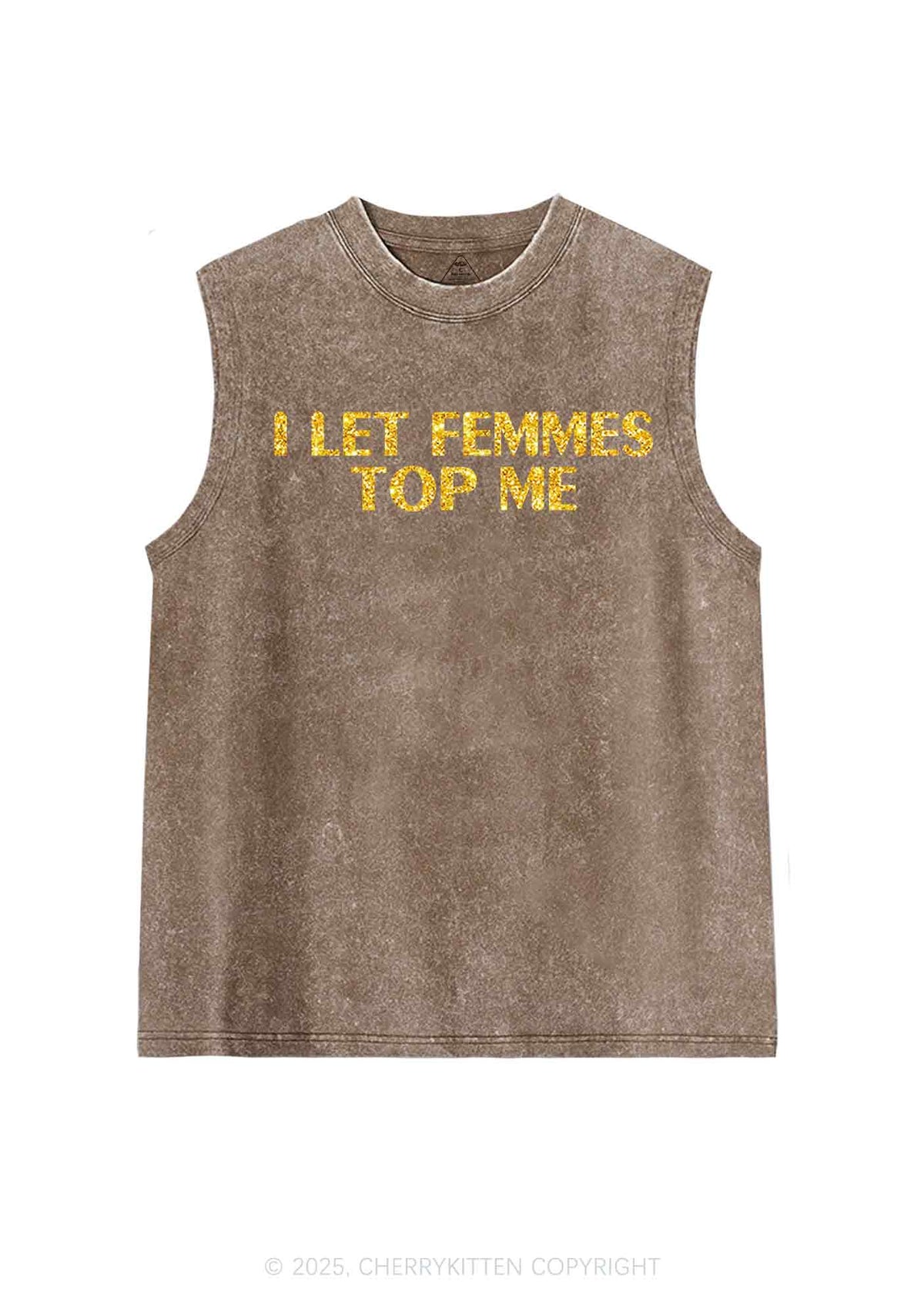 Glitter I Let Femmes Top Me Pride Y2K Washed Muscle Tank Cherrykitten