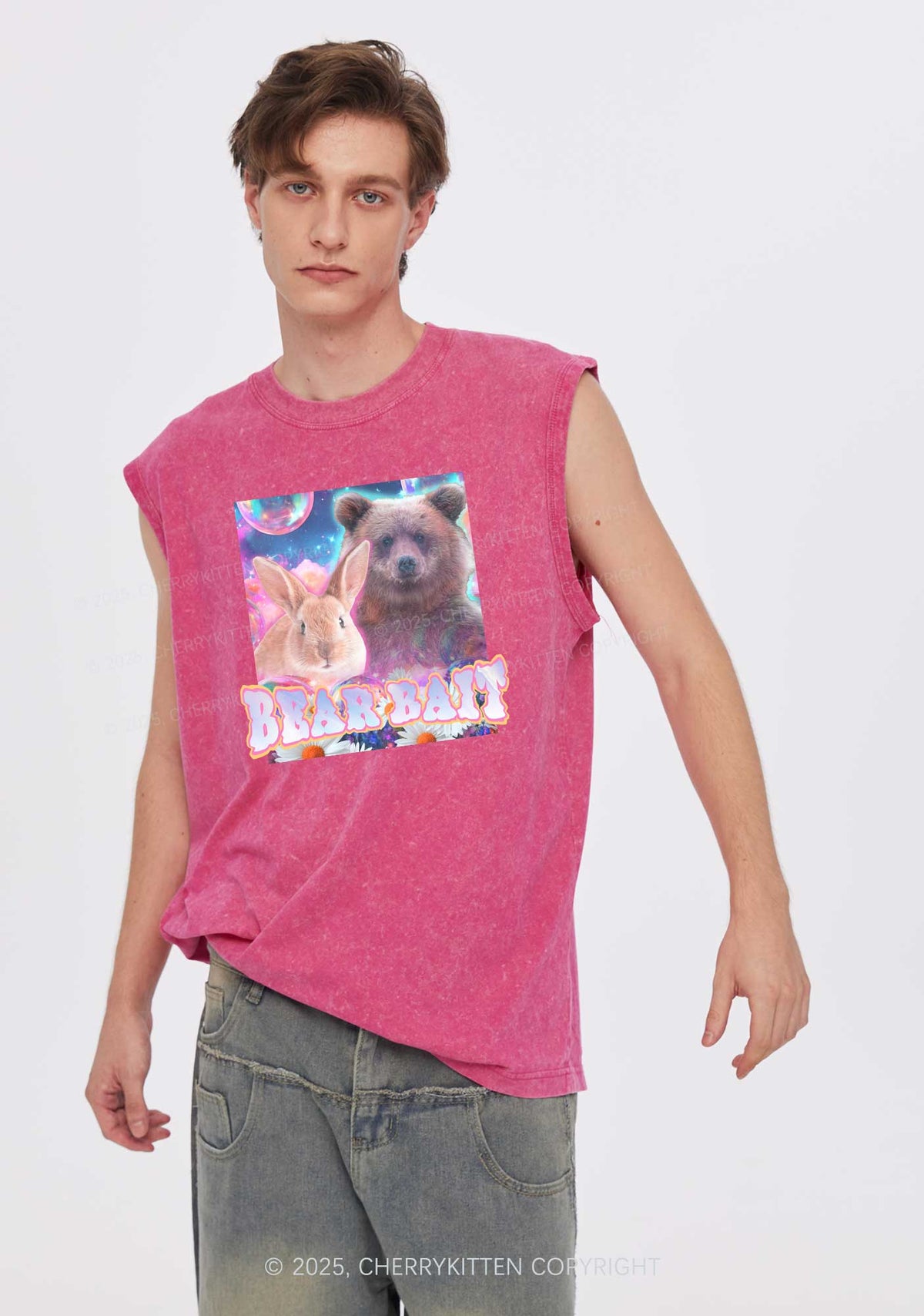 Bear Bait Pride Y2K Washed Muscle Tank Cherrykitten