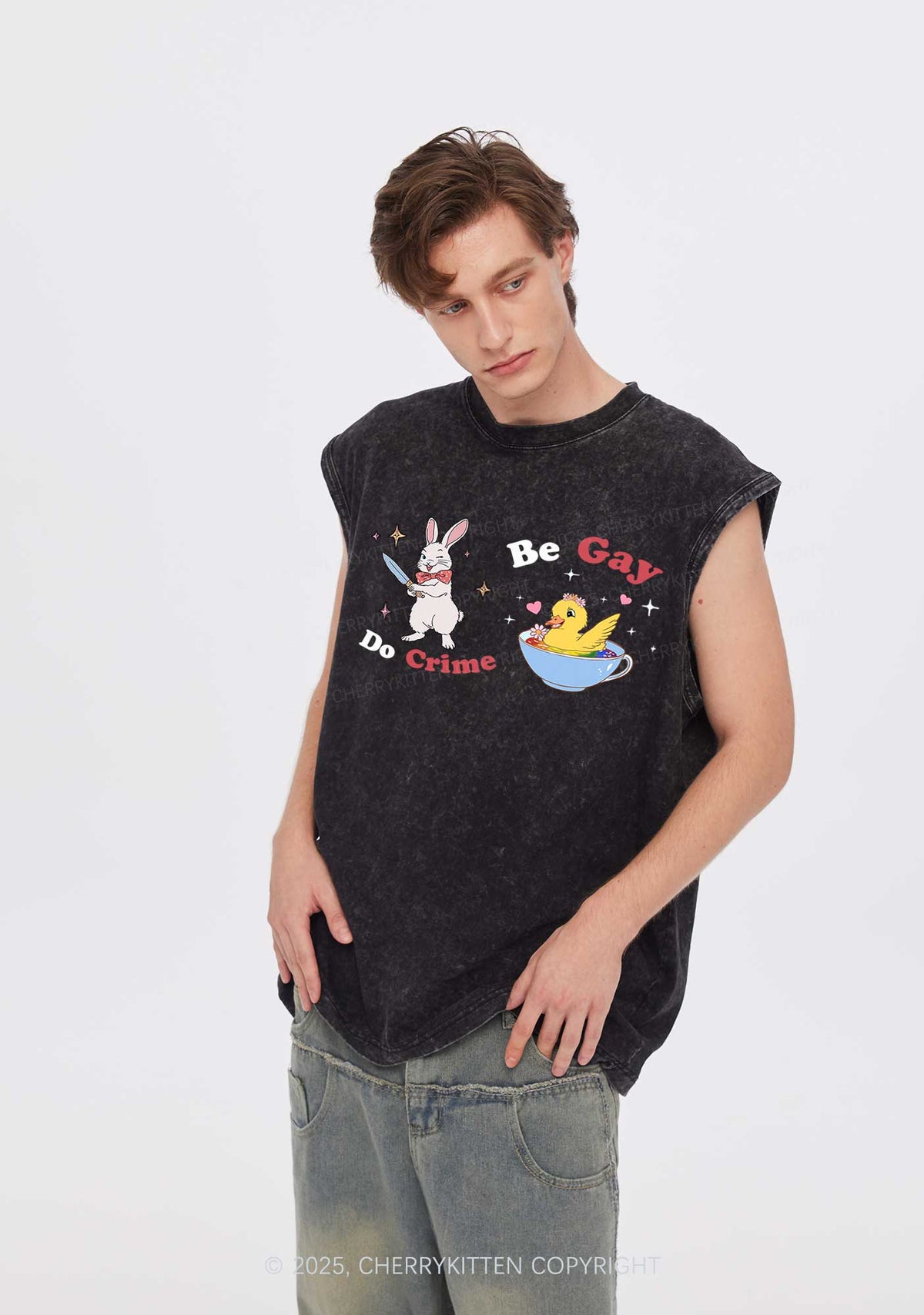 Be Gay Do Crime Pride Y2K Washed Muscle Tank Cherrykitten