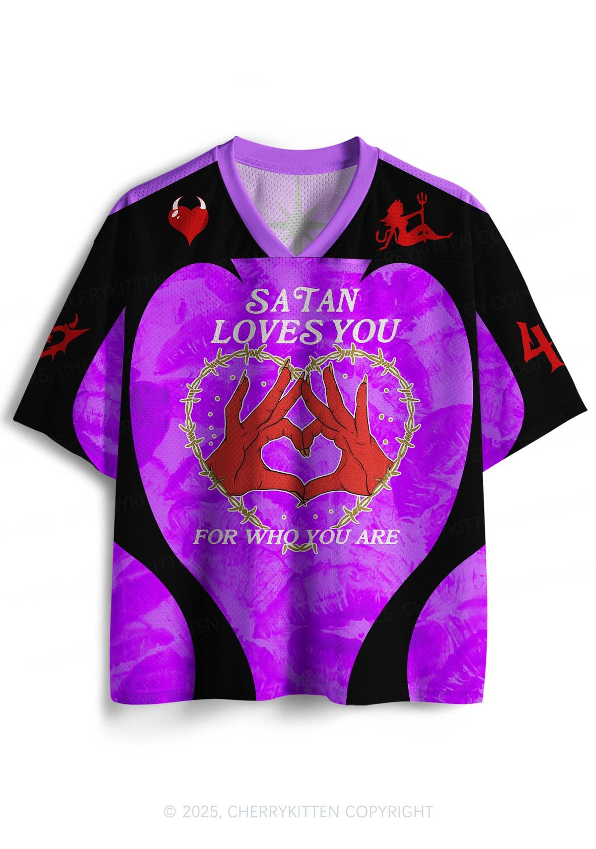Custom Halloween Satan Loves You Y2K Sport Jersey Shirts Cherrykitten