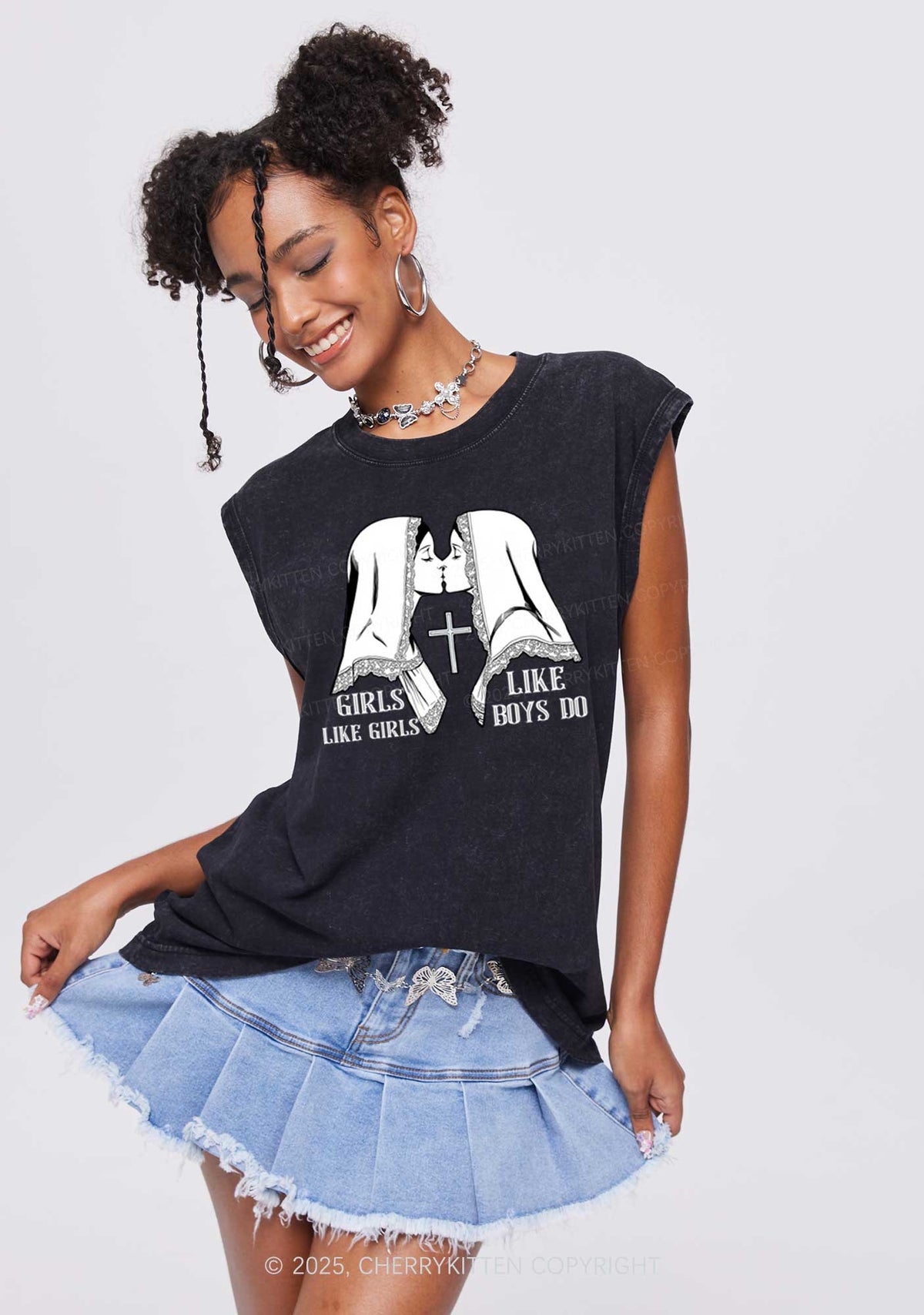 Girls Like Girls Pride Y2K Washed Muscle Tank Cherrykitten