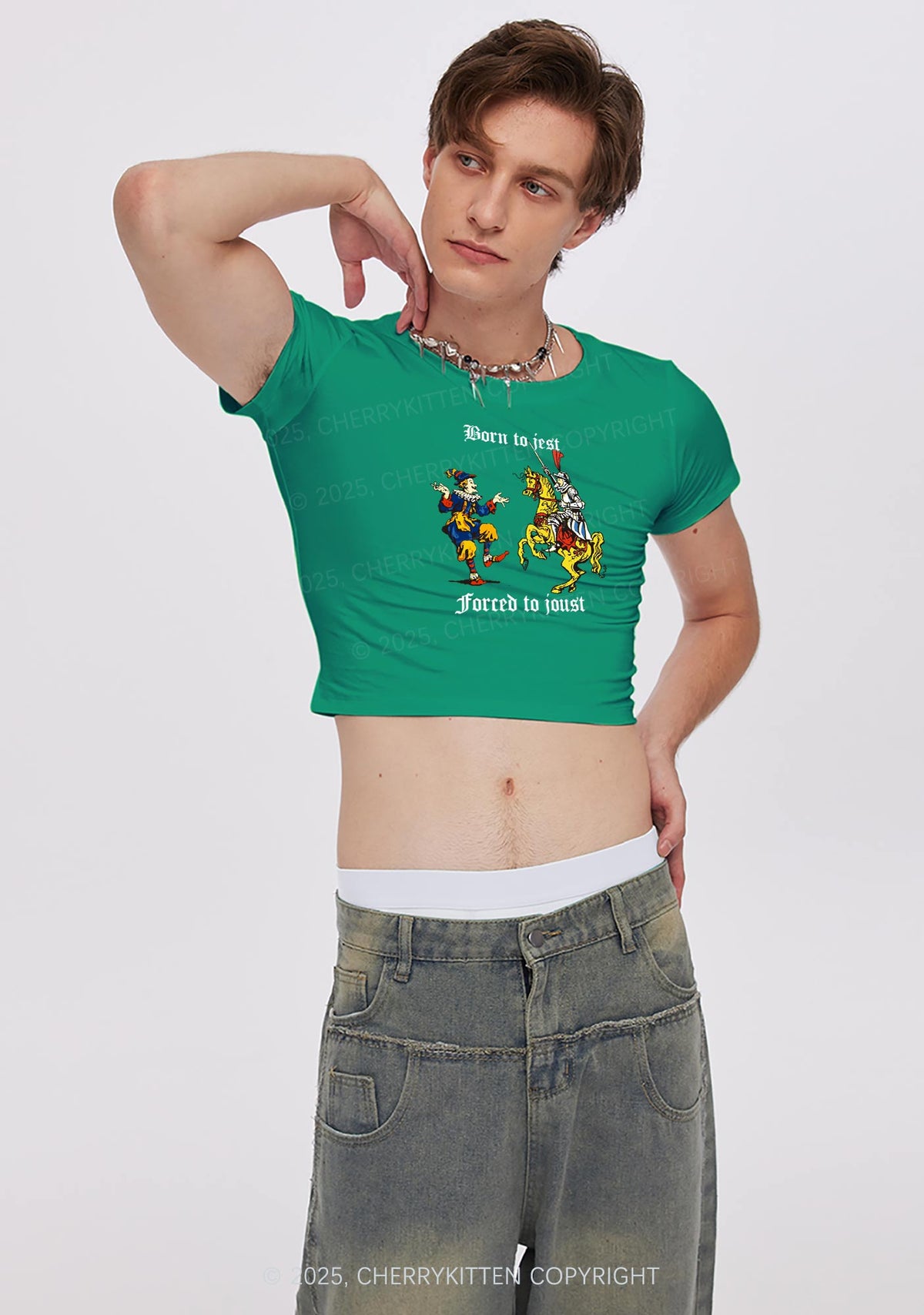 Born to Jest Forced to Joust Y2K Baby Tee Cherrykitten