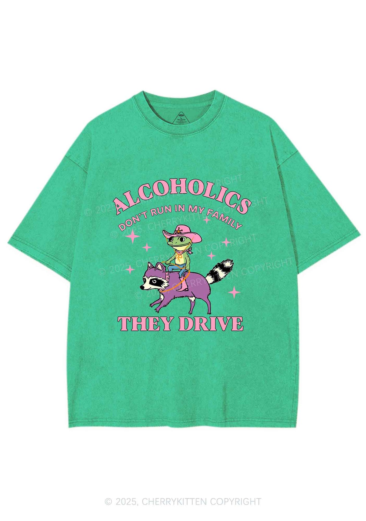 Alcoholics Drive Y2K Shirts Washed Tee Cherrykitten