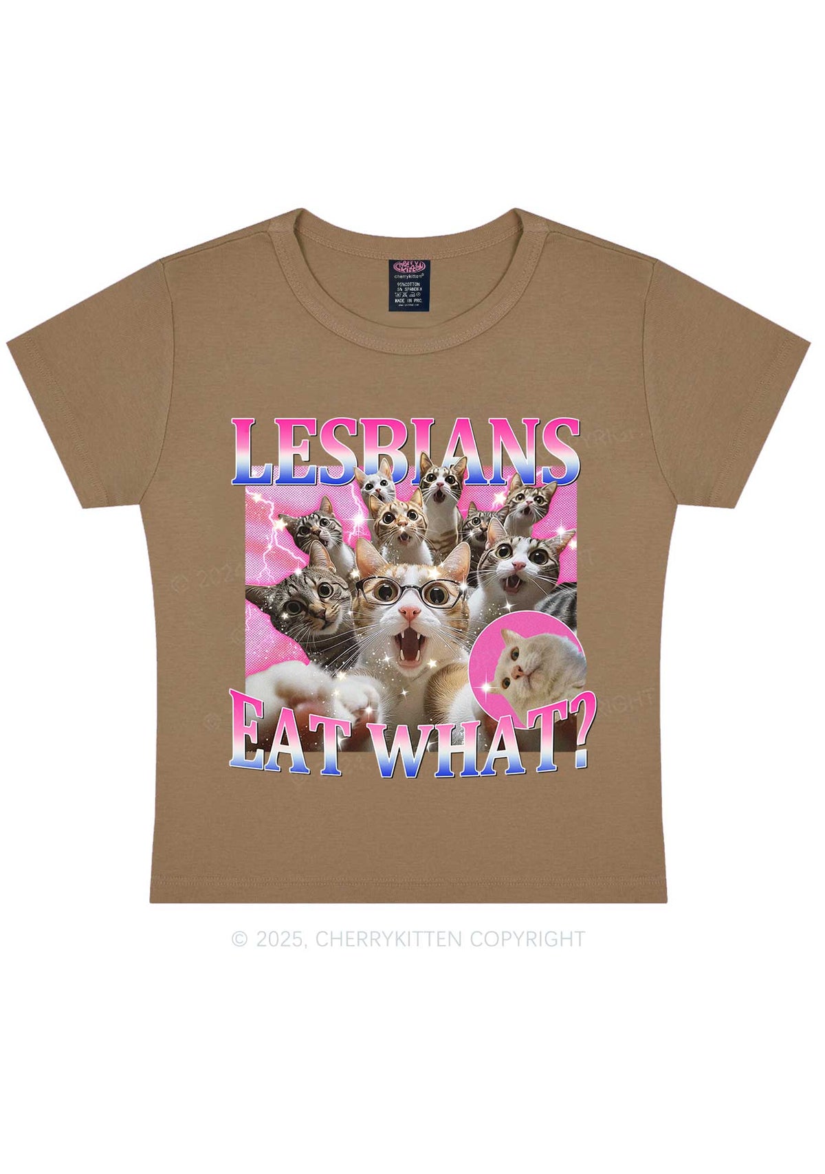 Lesbians Eat What Cat Y2K Baby Tee Cherrykitten