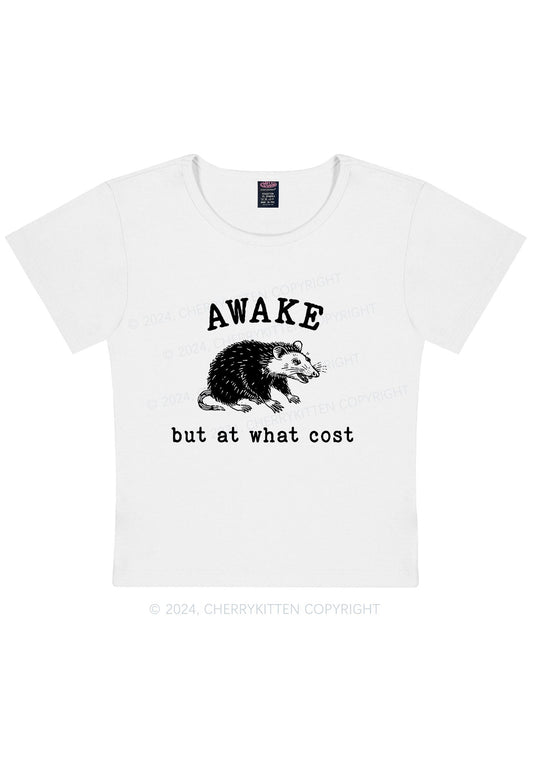 Awake But At What Cost Y2K Baby Tee Cherrykitten