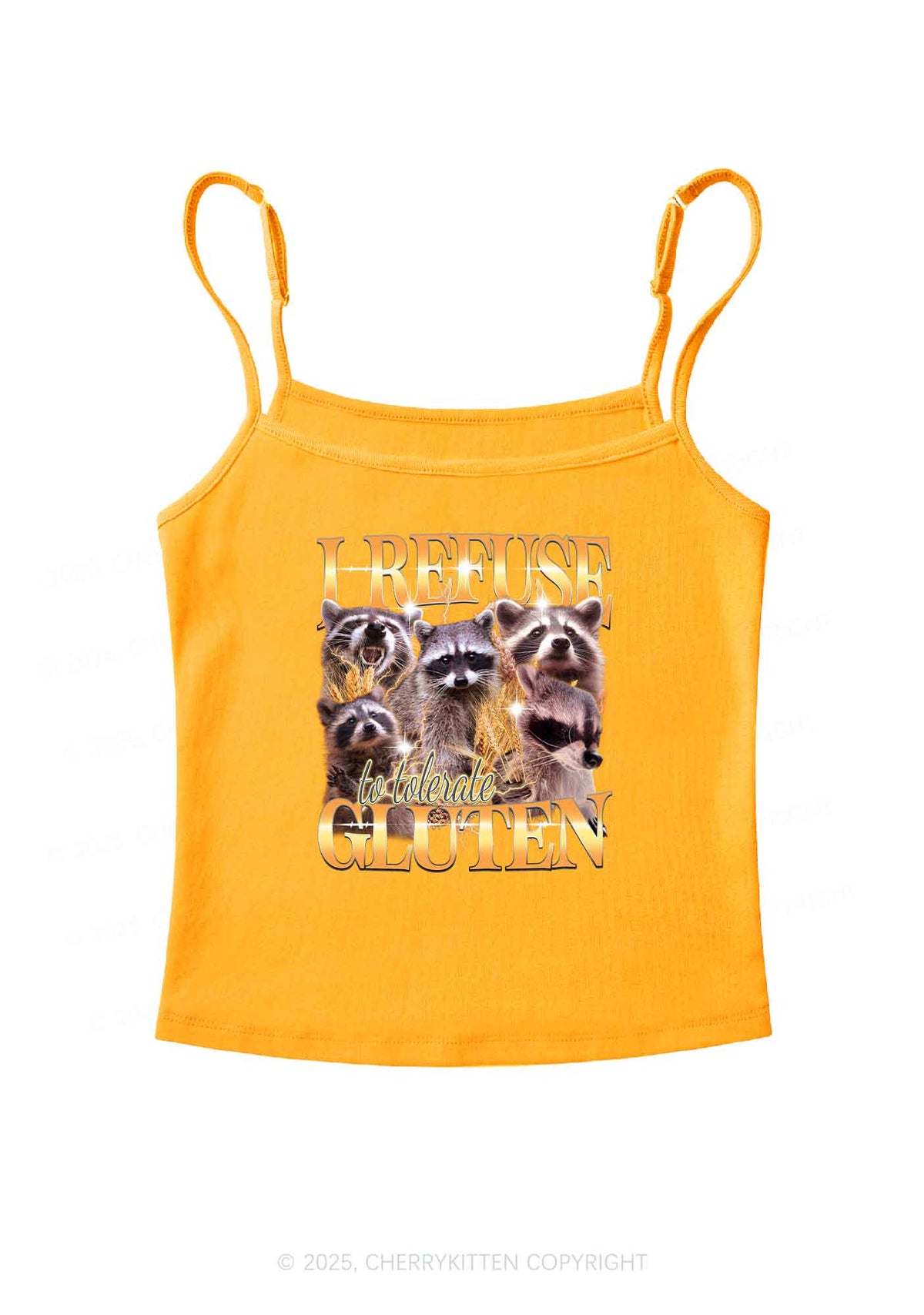 Raccoons Refuse Tolerate Gluten Y2K Spaghetti Strap Cami Cherrykitten