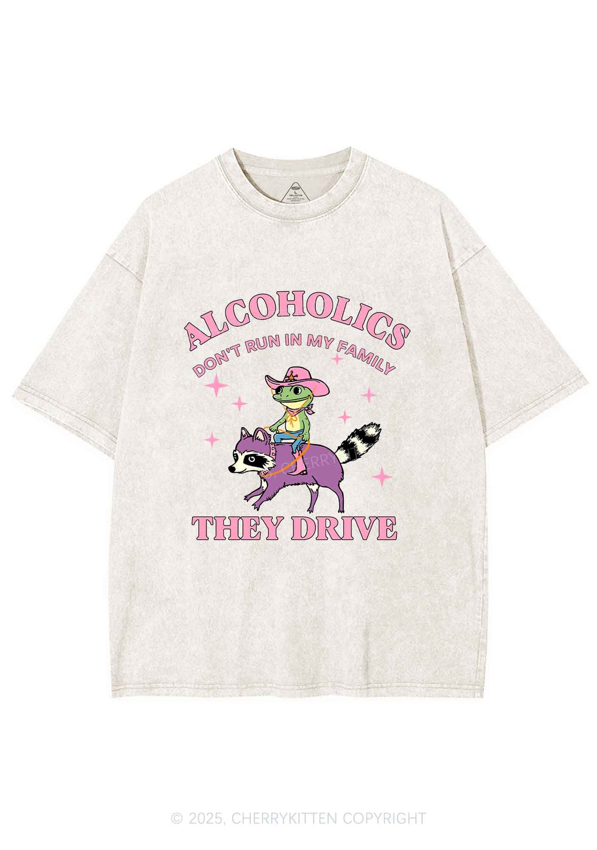 Alcoholics Drive Y2K Shirts Washed Tee Cherrykitten