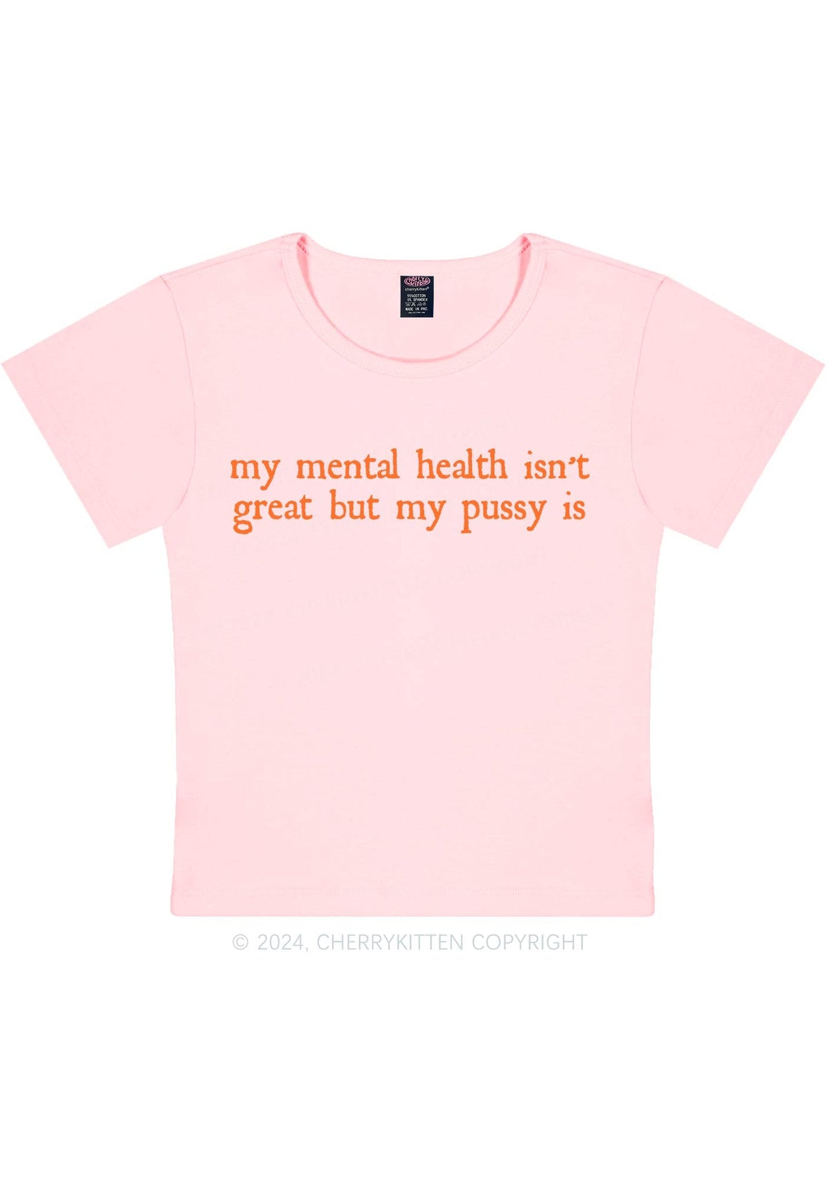 Great Mental Health Y2K Baby Tee Cherrykitten