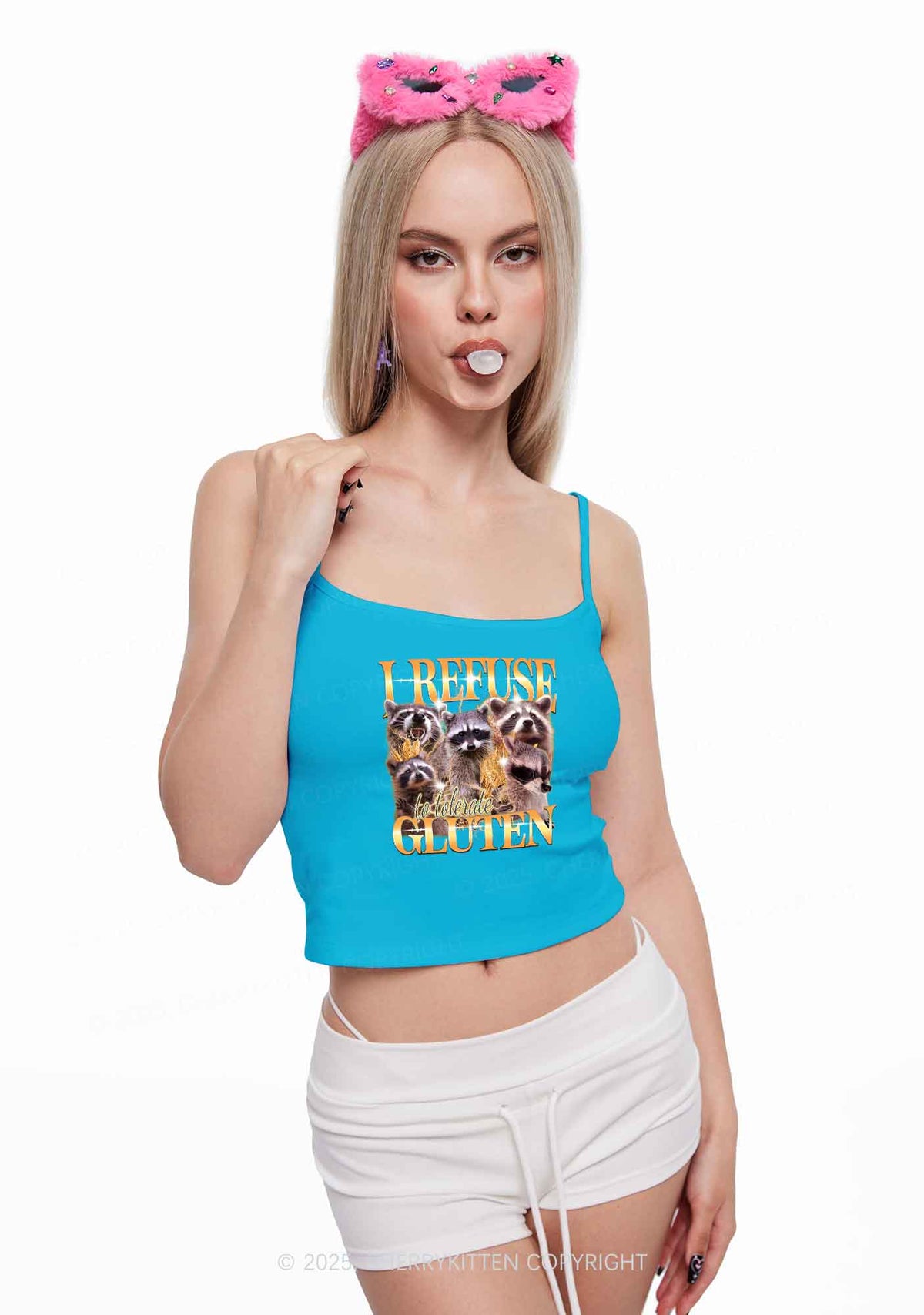 Raccoons Refuse Tolerate Gluten Y2K Spaghetti Strap Cami Cherrykitten