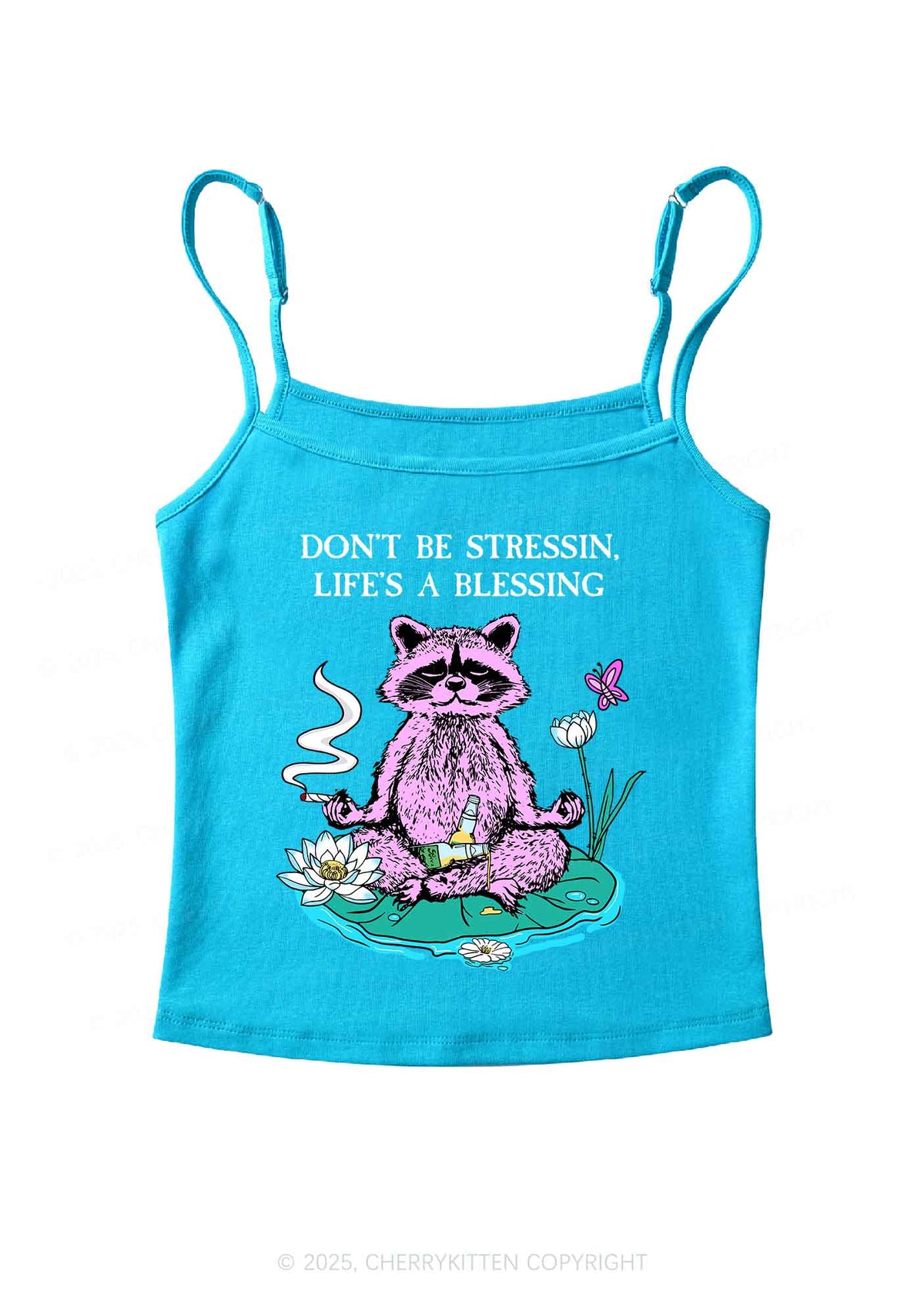 Dont Stress Raccoon Y2K Spaghetti Strap Cami Cherrykitten