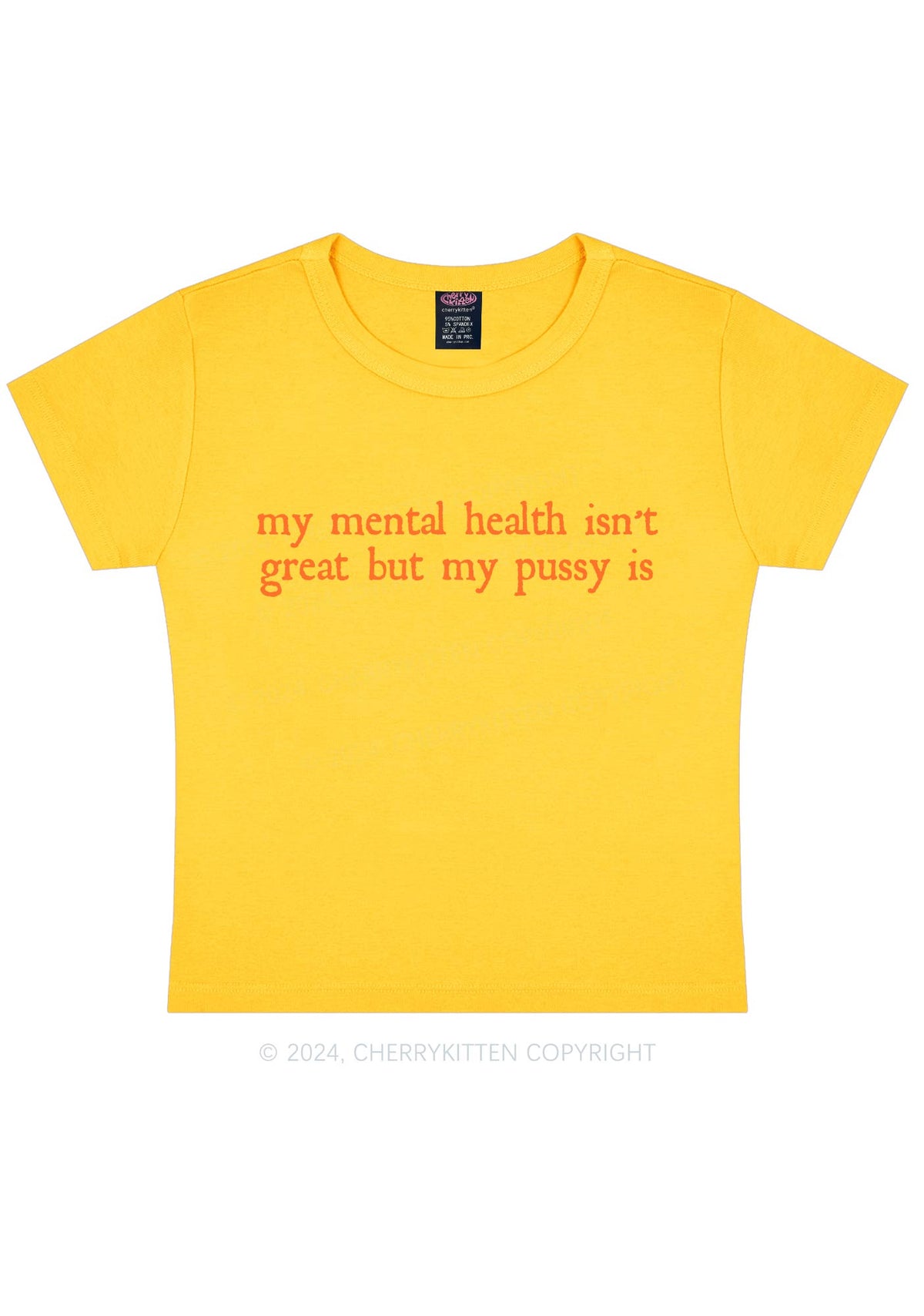 Great Mental Health Y2K Baby Tee Cherrykitten