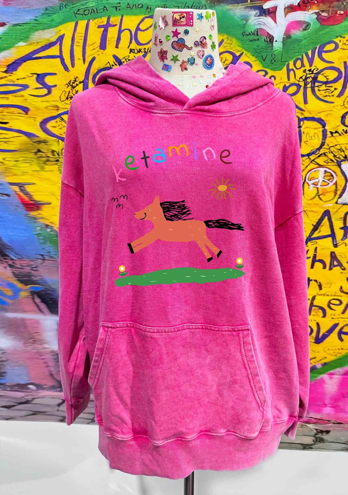 Orange Pony Y2K Washed Hoodie Cherrykitten