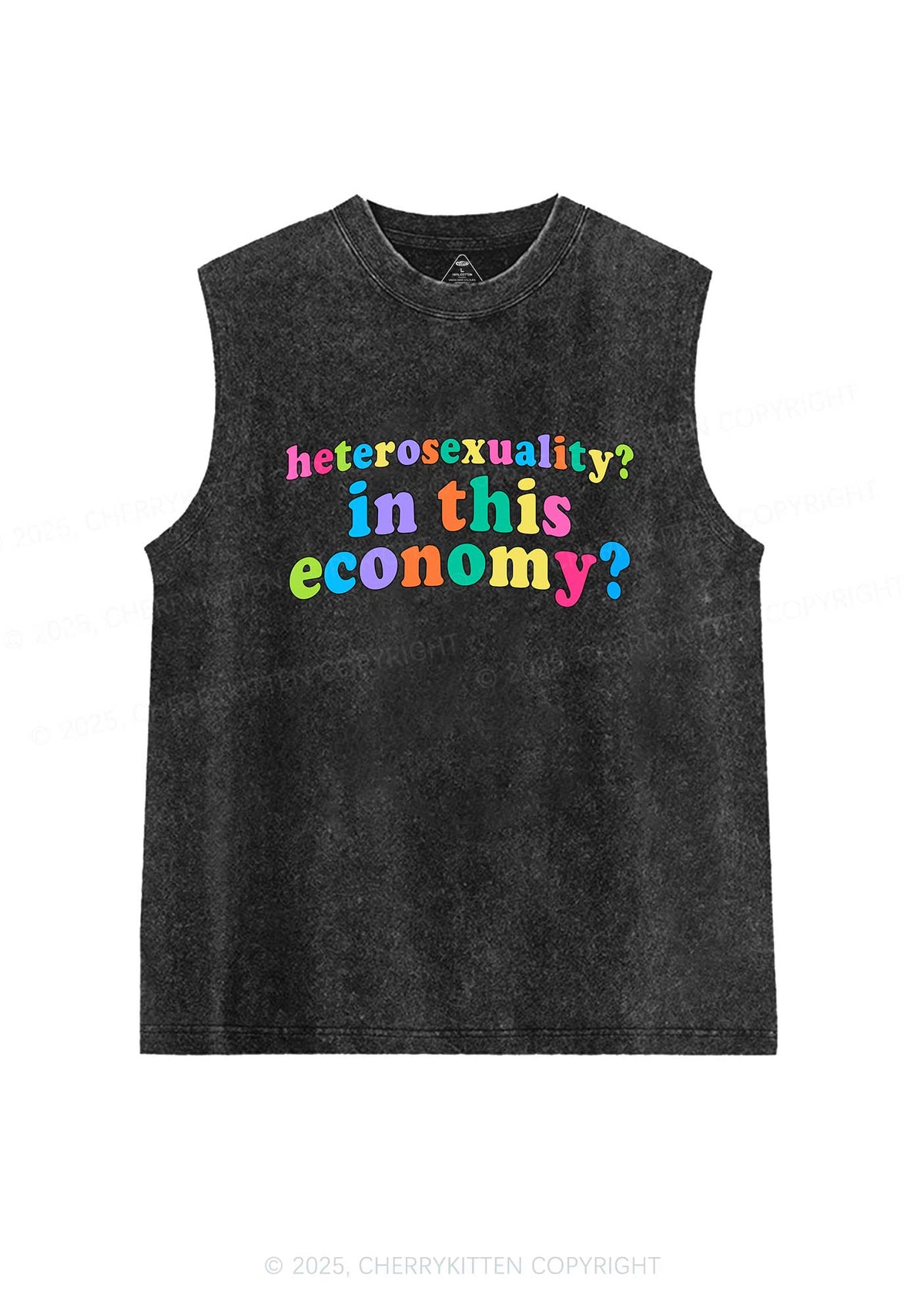 Heterosexuality In This Economy Pride Y2K Washed Muscle Tank Cherrykitten