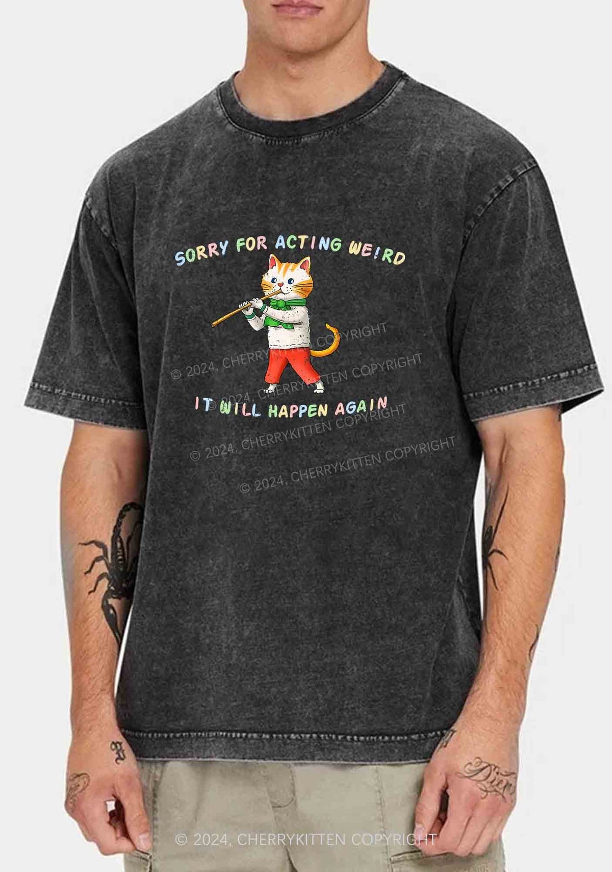 Sorry For Acting Weird Y2K Washed Tee Cherrykitten