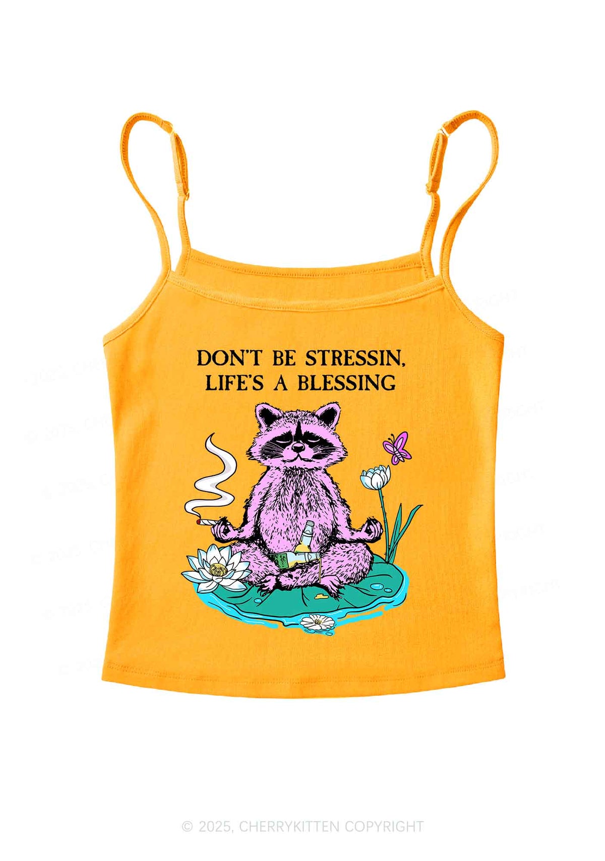 Dont Stress Raccoon Y2K Spaghetti Strap Cami Cherrykitten
