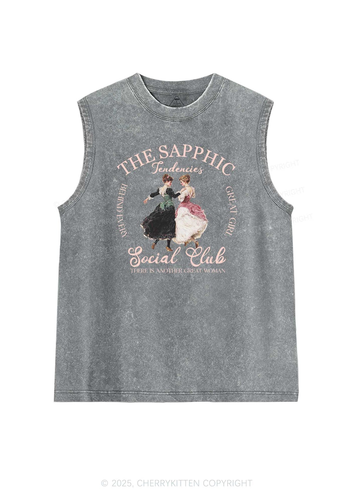 The Sapphic Pride Y2K Washed Muscle Tank Cherrykitten