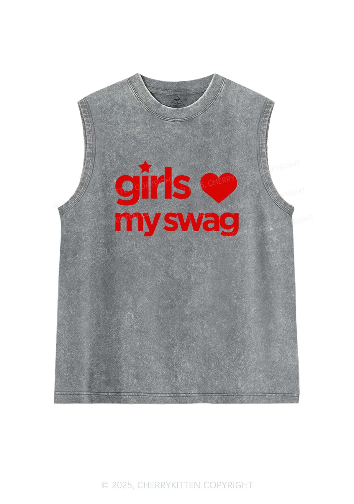 Girls Love My Swag Pride Y2K Washed Muscle Tank Cherrykitten