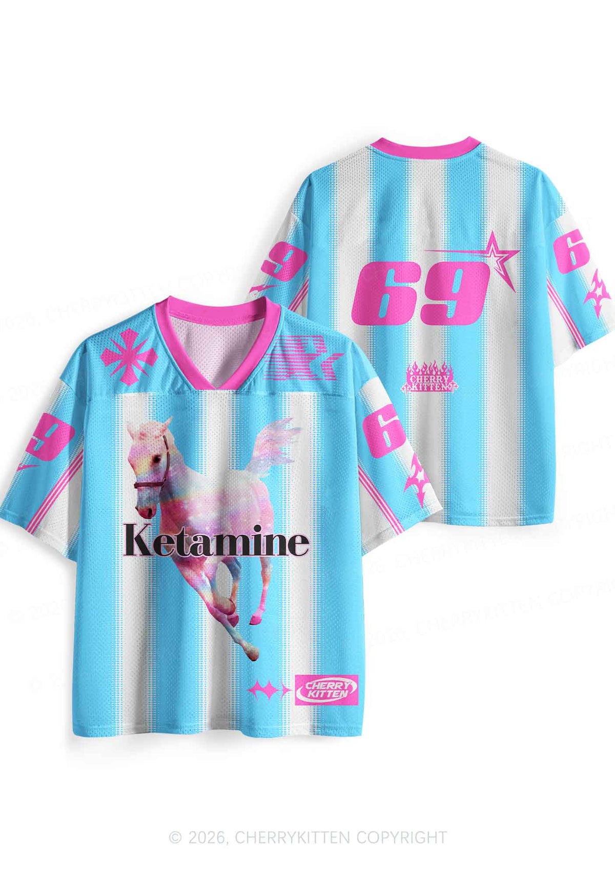 Blue K Horse Y2K Sport Jersey Shirts Cherrykitten