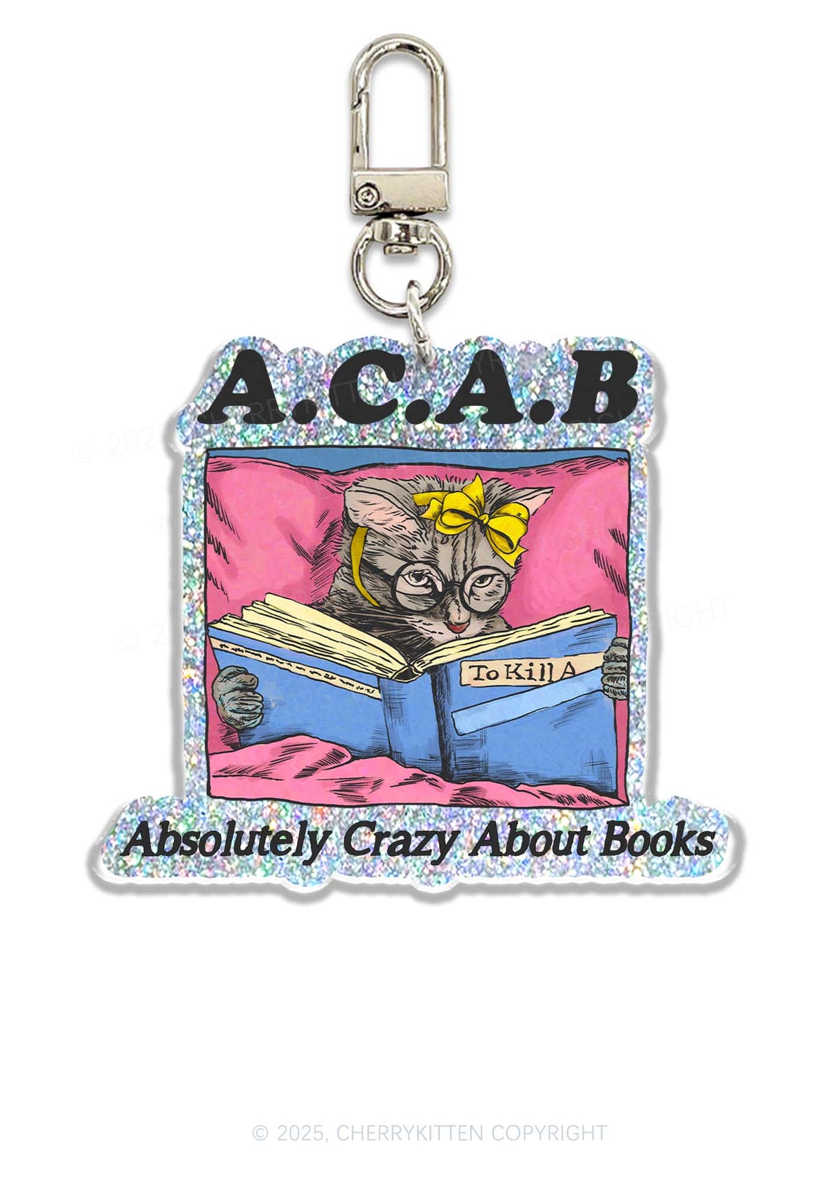 Crazy Books 1Pc Y2K Glitter Keychain Cherrykitten