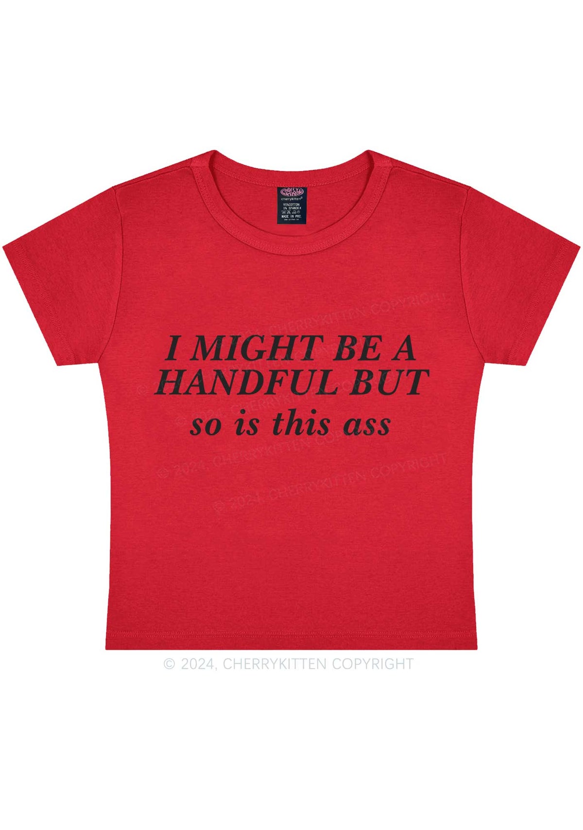 I Might Be Handful Y2K Baby Tee Cherrykitten