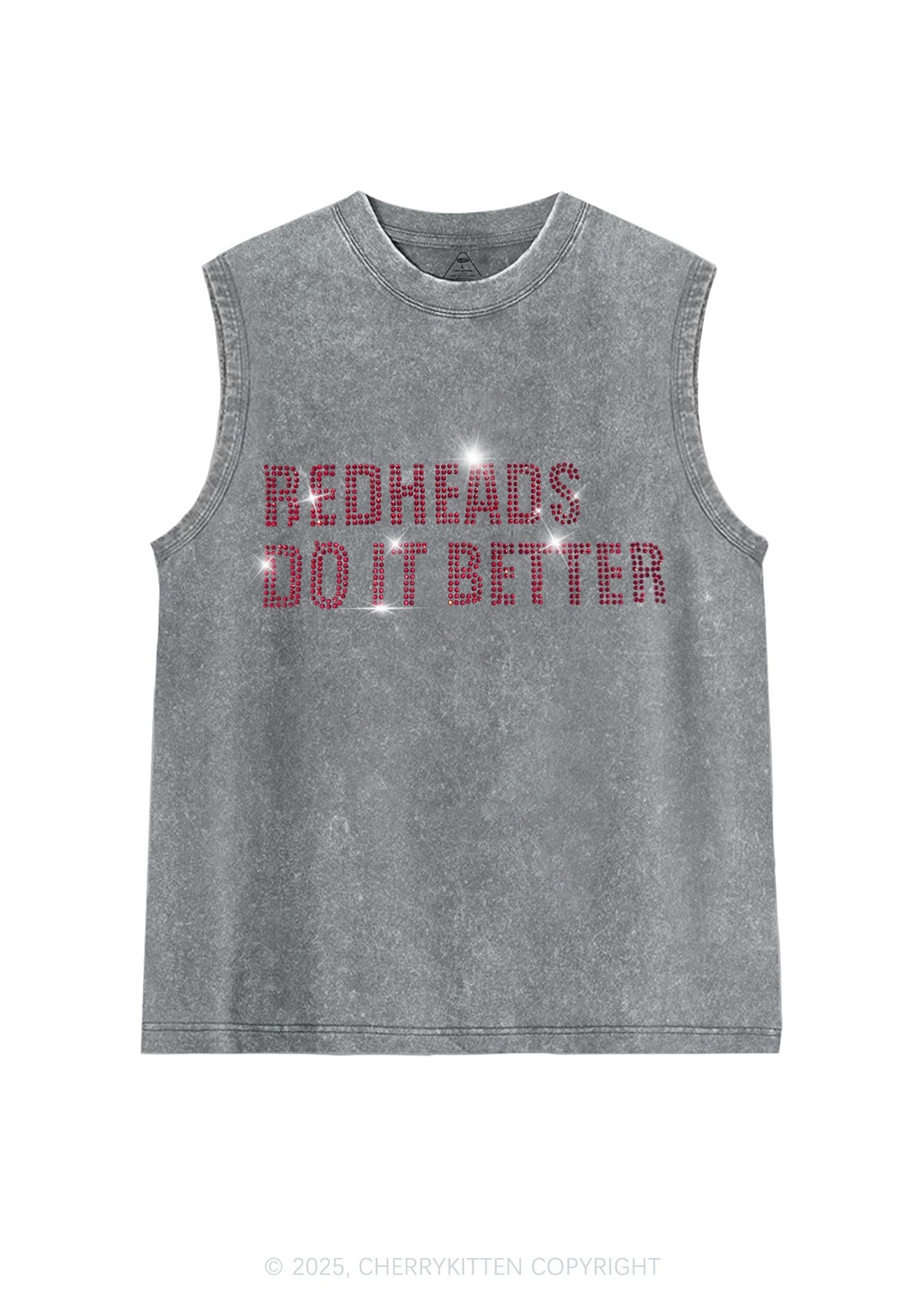 Rhinestone Redheads Do It Better Y2K Washed Muscle Tank Cherrykitten