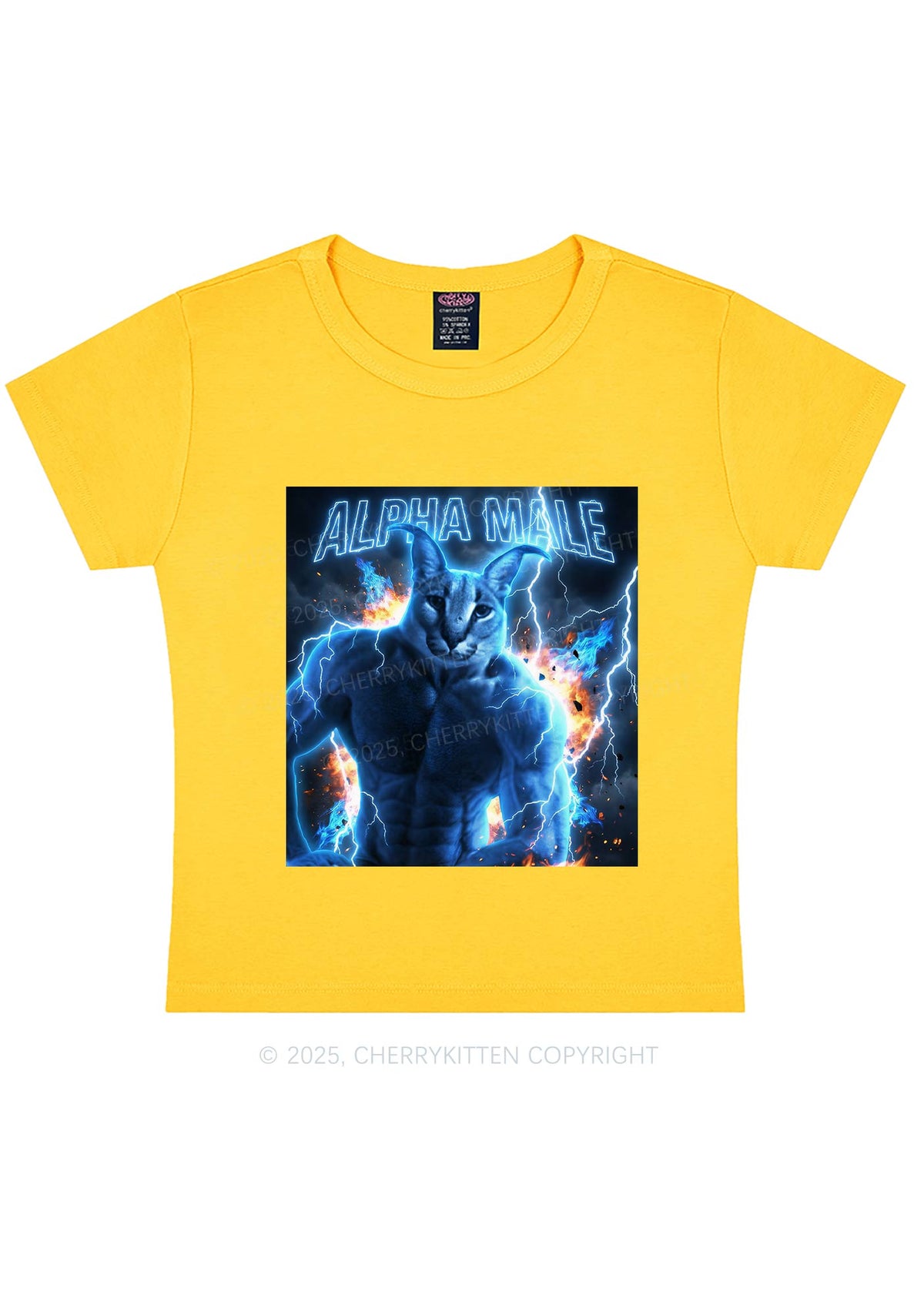 Alpha Male Floppa Y2K Baby Tee Cherrykitten