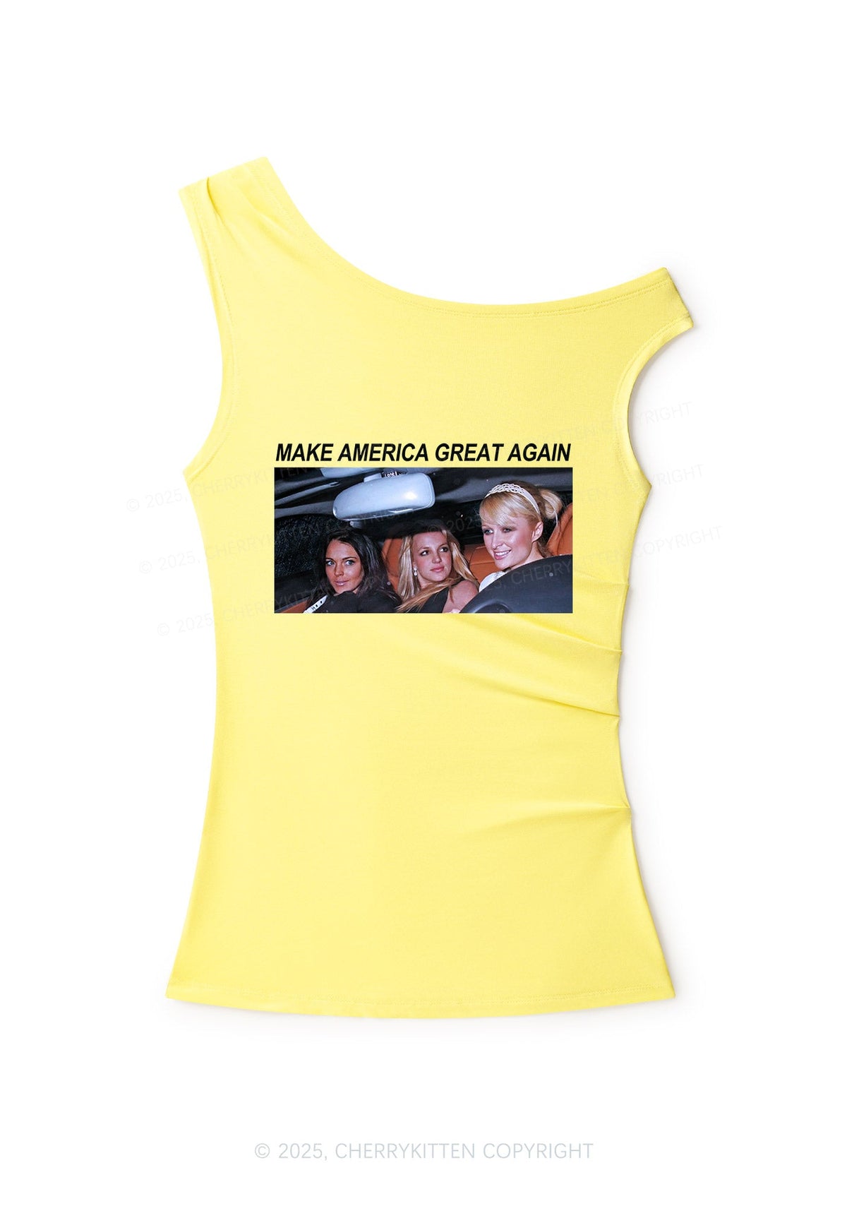 Make America Great Y2K Off Shoulder Tank Top Cherrykitten