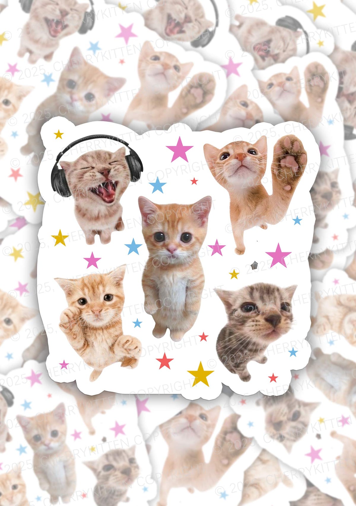 Adorable Cats 1Pc Y2K Sticker Cherrykitten
