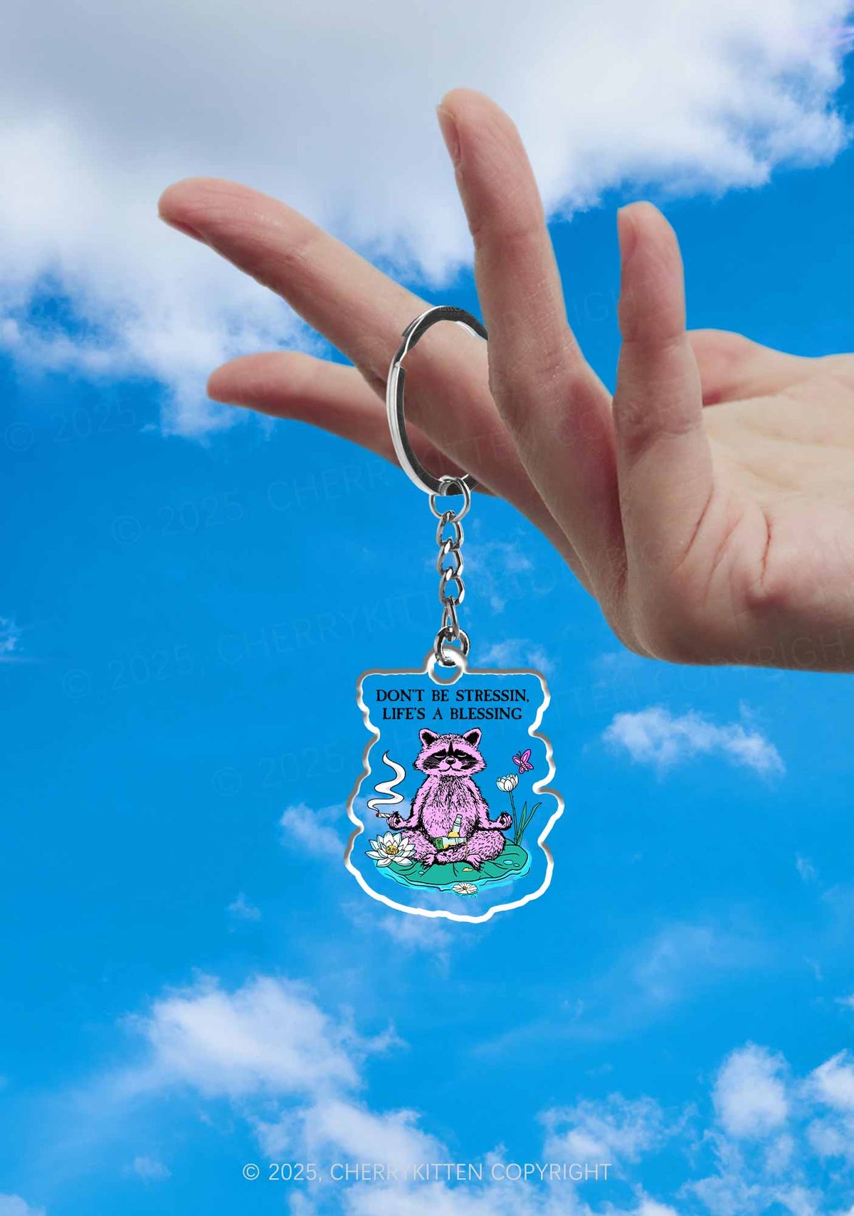 Dont Stress Raccoon 1Pc Y2K Keychain Cherrykitten