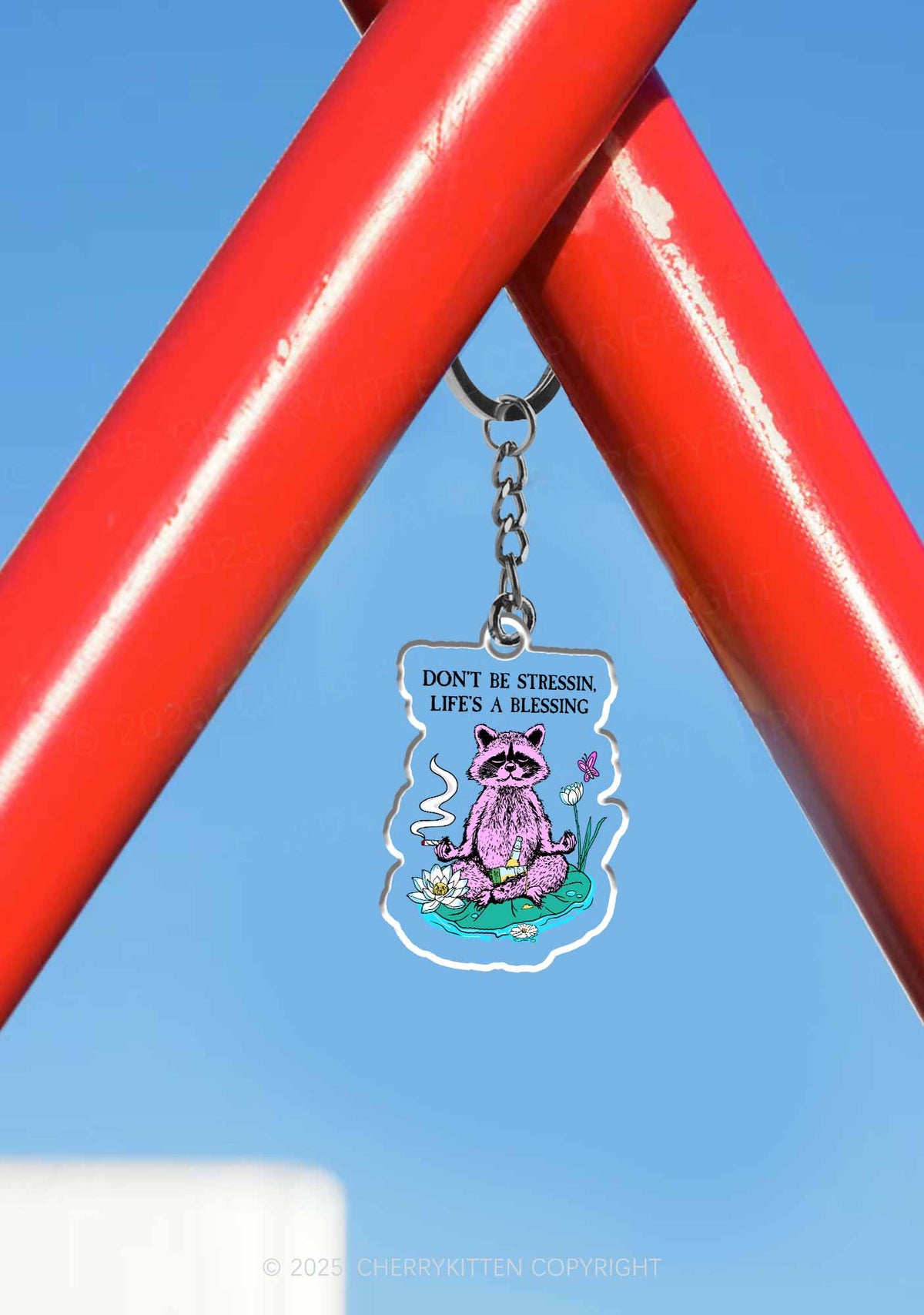 Dont Stress Raccoon 1Pc Y2K Keychain Cherrykitten