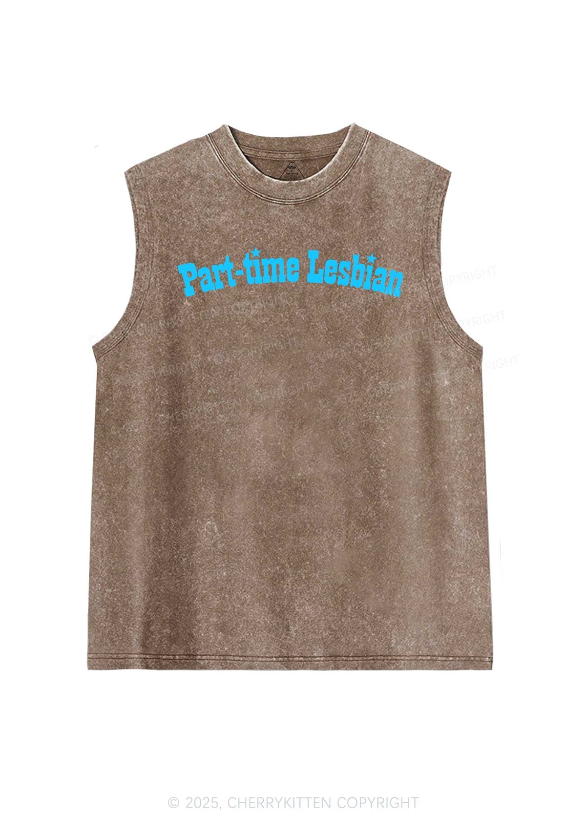 Part Time Lesbian Pride Y2K Washed Muscle Tank Cherrykitten
