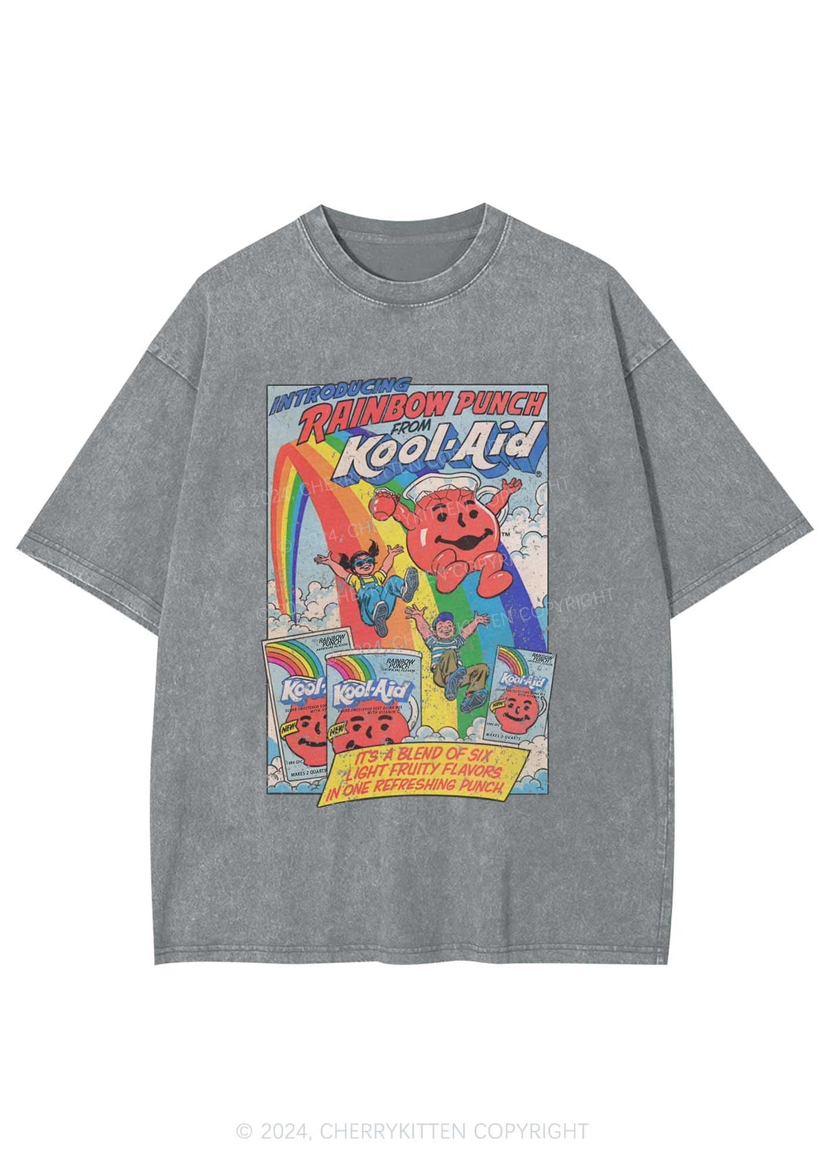 Rainbow Punch Y2K Washed Tee Cherrykitten