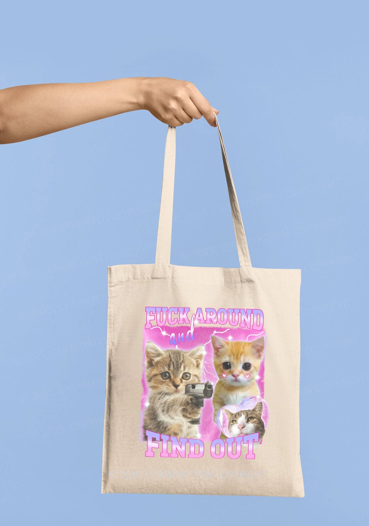 Fxxk Around Cats Y2K Canvas Tote Bag Cherrykitten