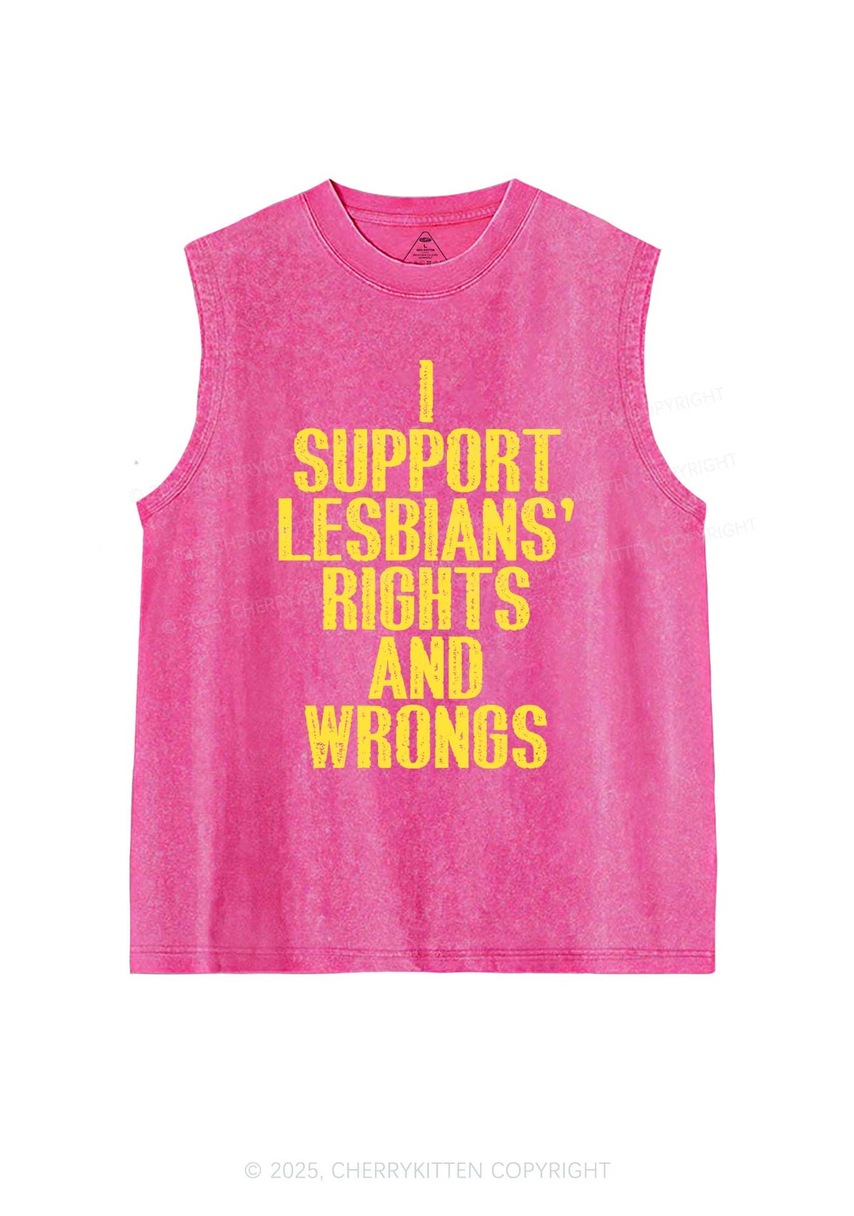 Support Lesbians Rights Pride Y2K Washed Muscle Tank Cherrykitten