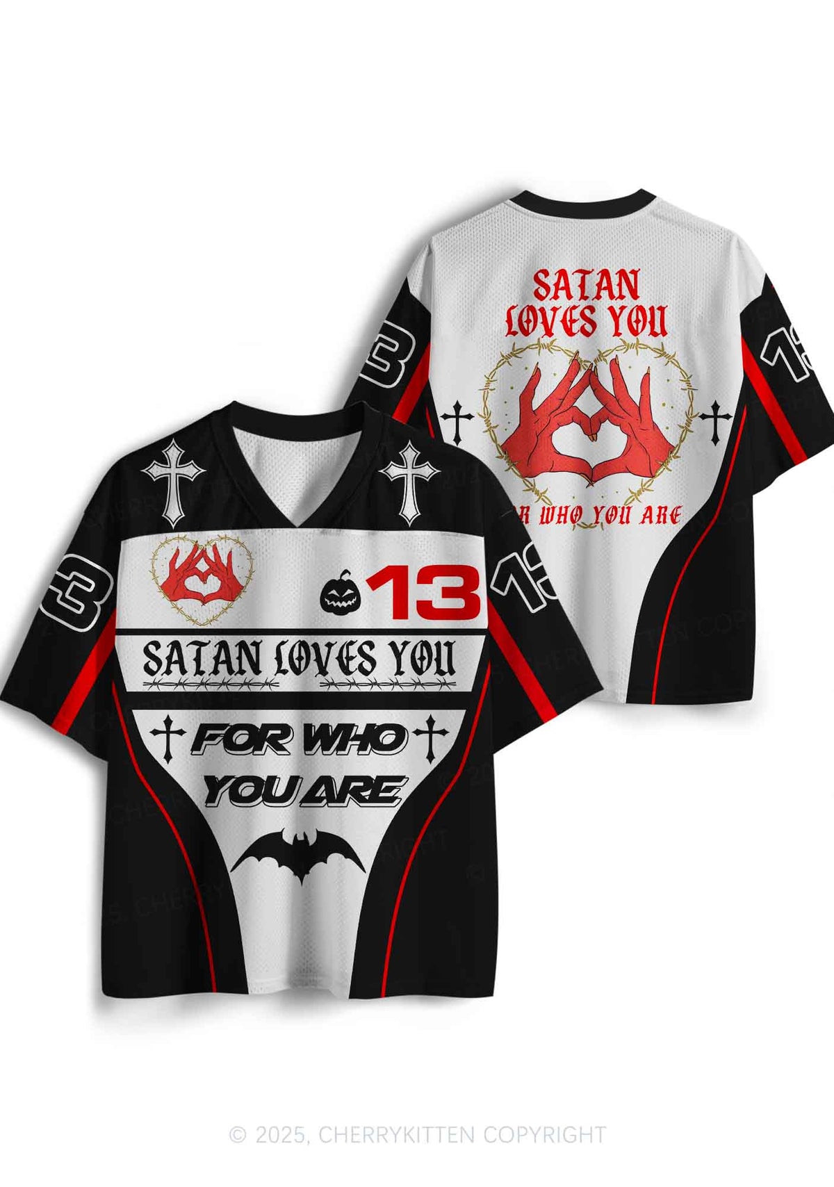 Halloween Custom Satan Loves Y2K Sport Jersey Shirts Cherrykitten