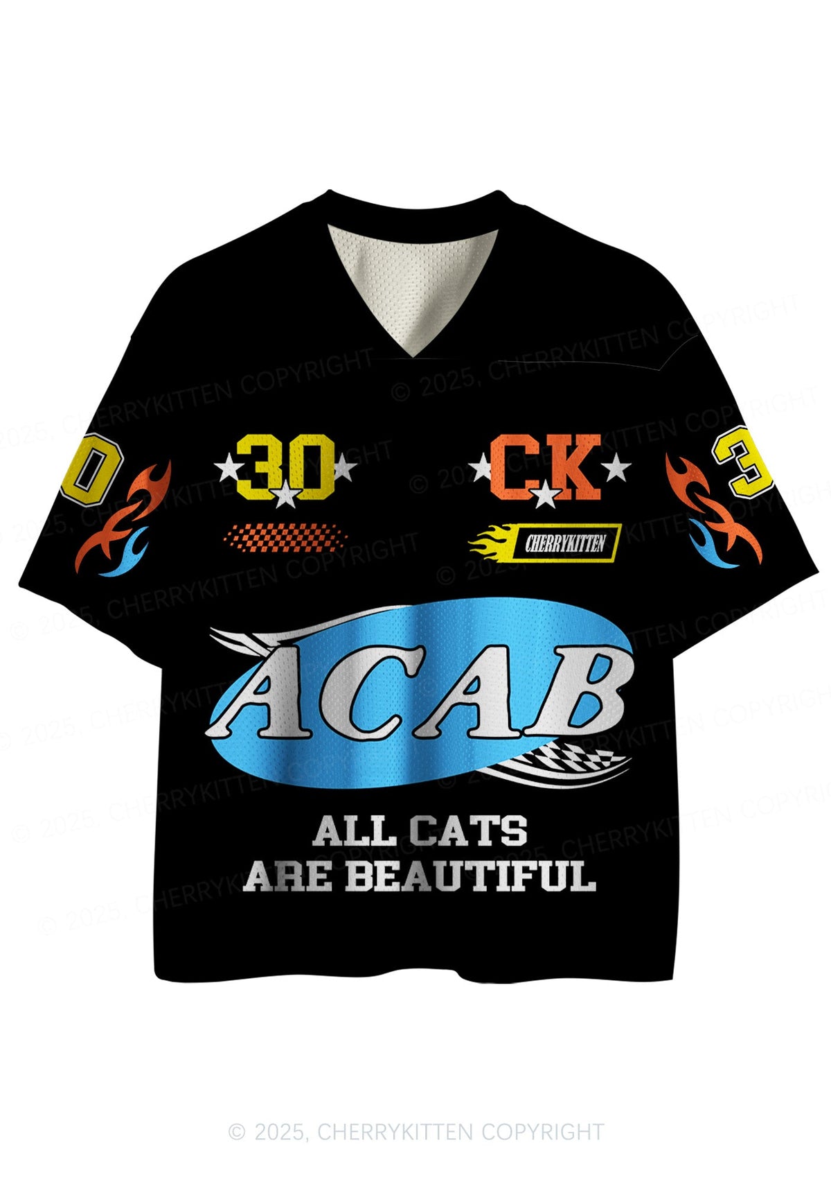 Custom Black ACAB Cats Y2K Sport Jersey Shirts Cherrykitten