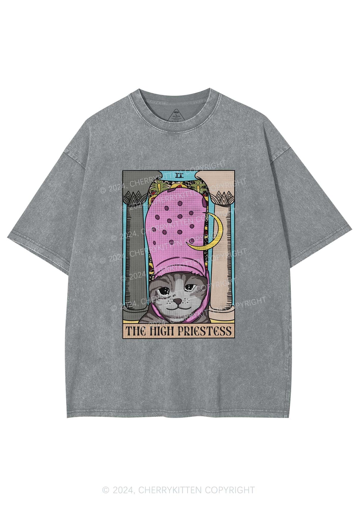 High Priestess Cat Y2K Washed Tee Cherrykitten