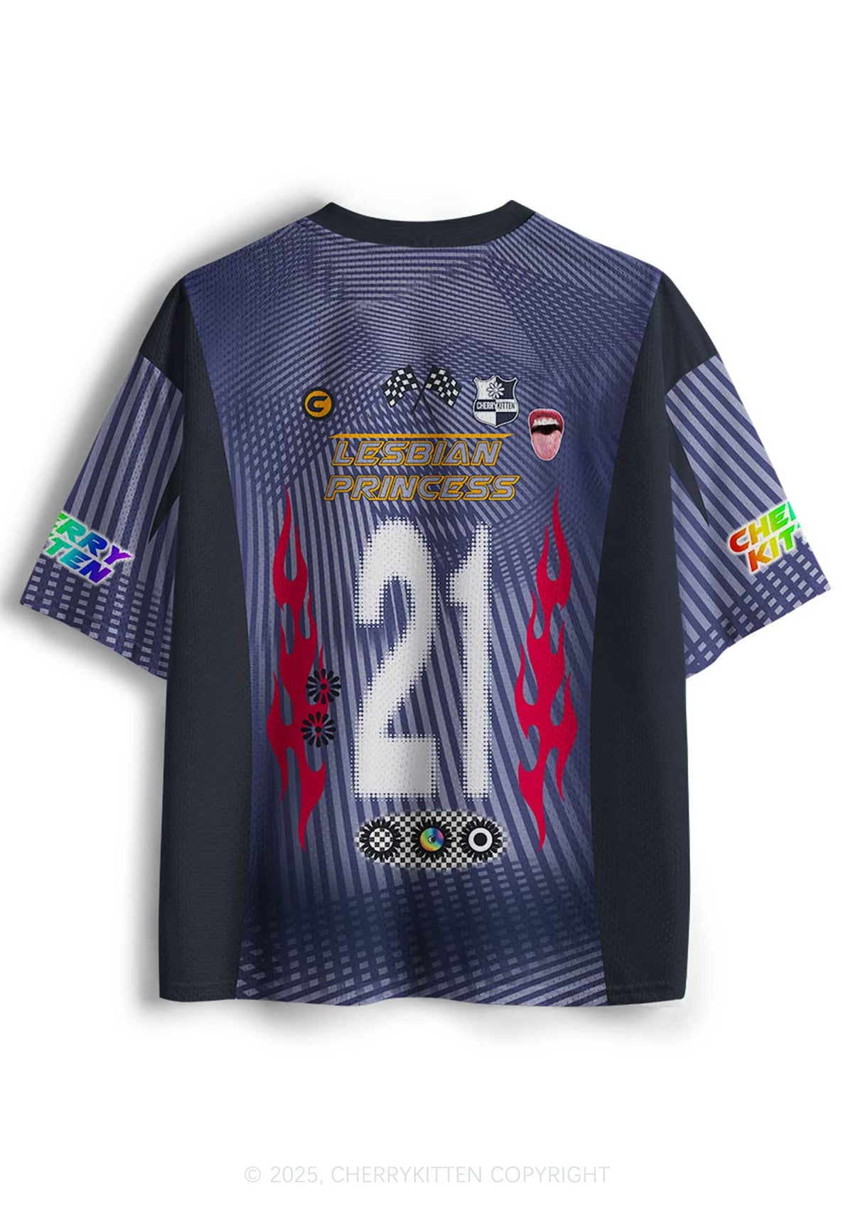 Custom Lesbian Princess Pride Y2K Mesh Jersey Shirts Cherrykitten