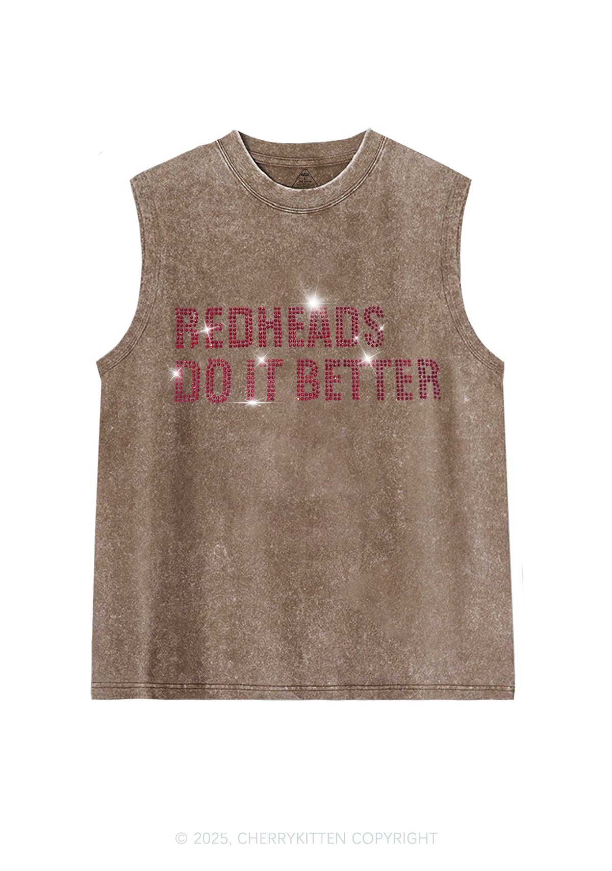 Rhinestone Redheads Do It Better Y2K Washed Muscle Tank Cherrykitten
