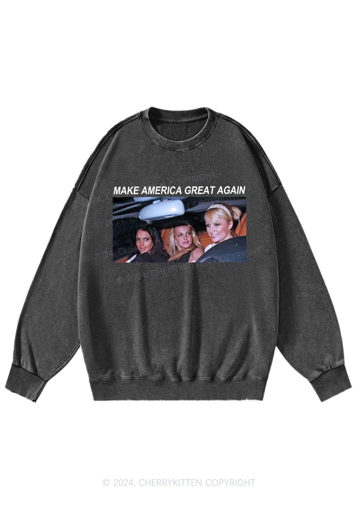 Make America Great Y2K Washed Sweatshirts Cherrykitten
