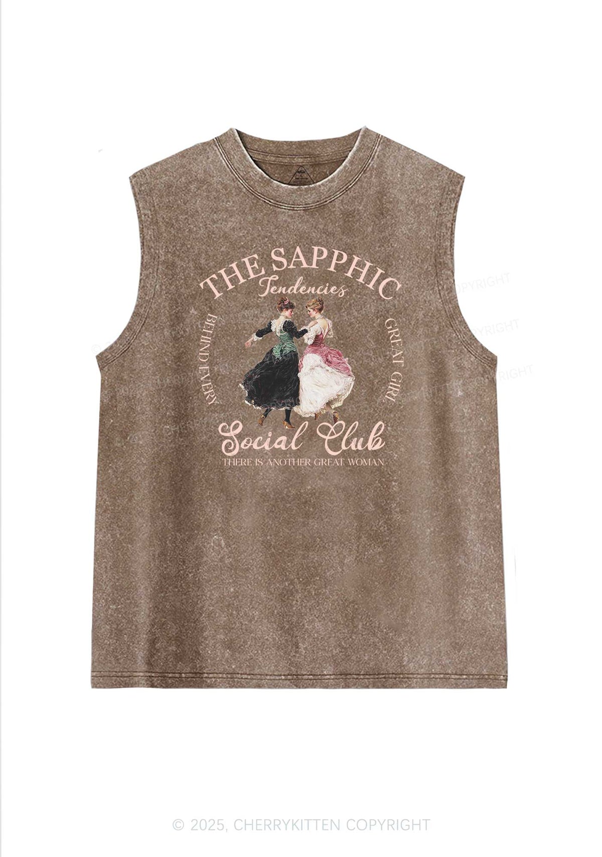 The Sapphic Pride Y2K Washed Muscle Tank Cherrykitten