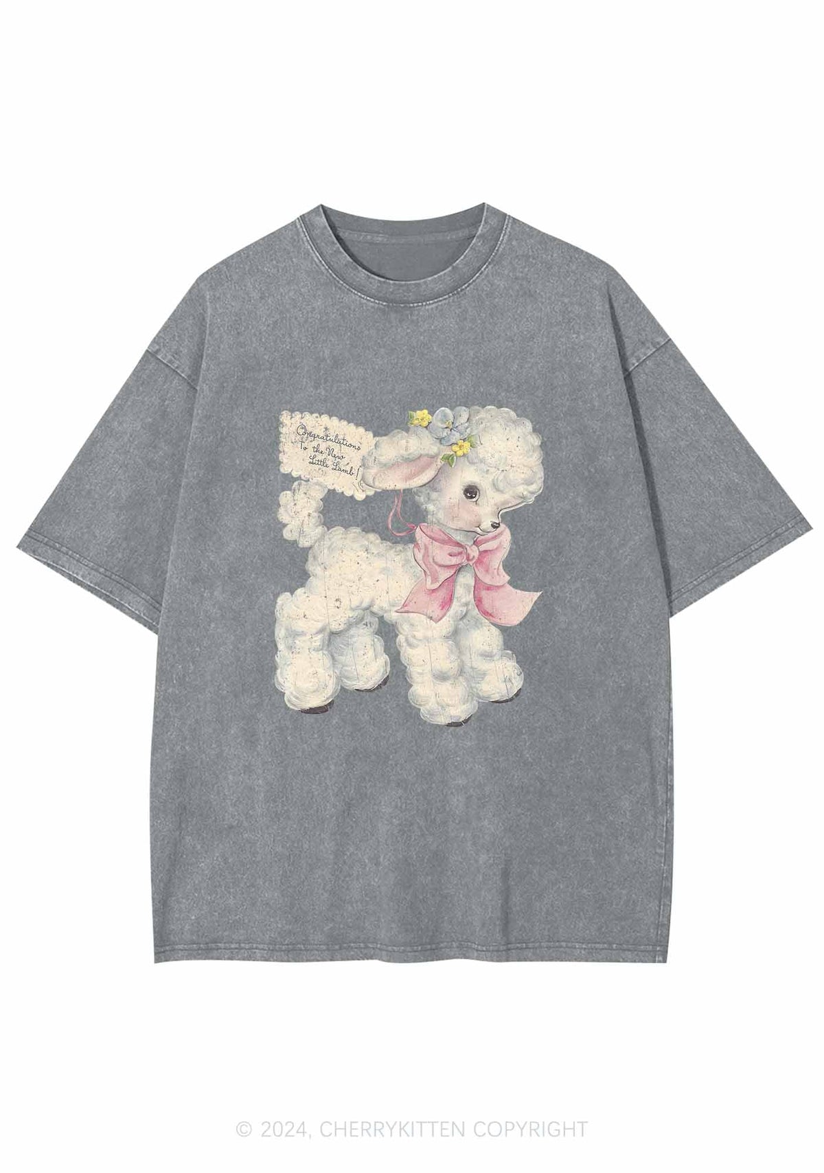 New Little Lamb Y2K Washed Tee Cherrykitten