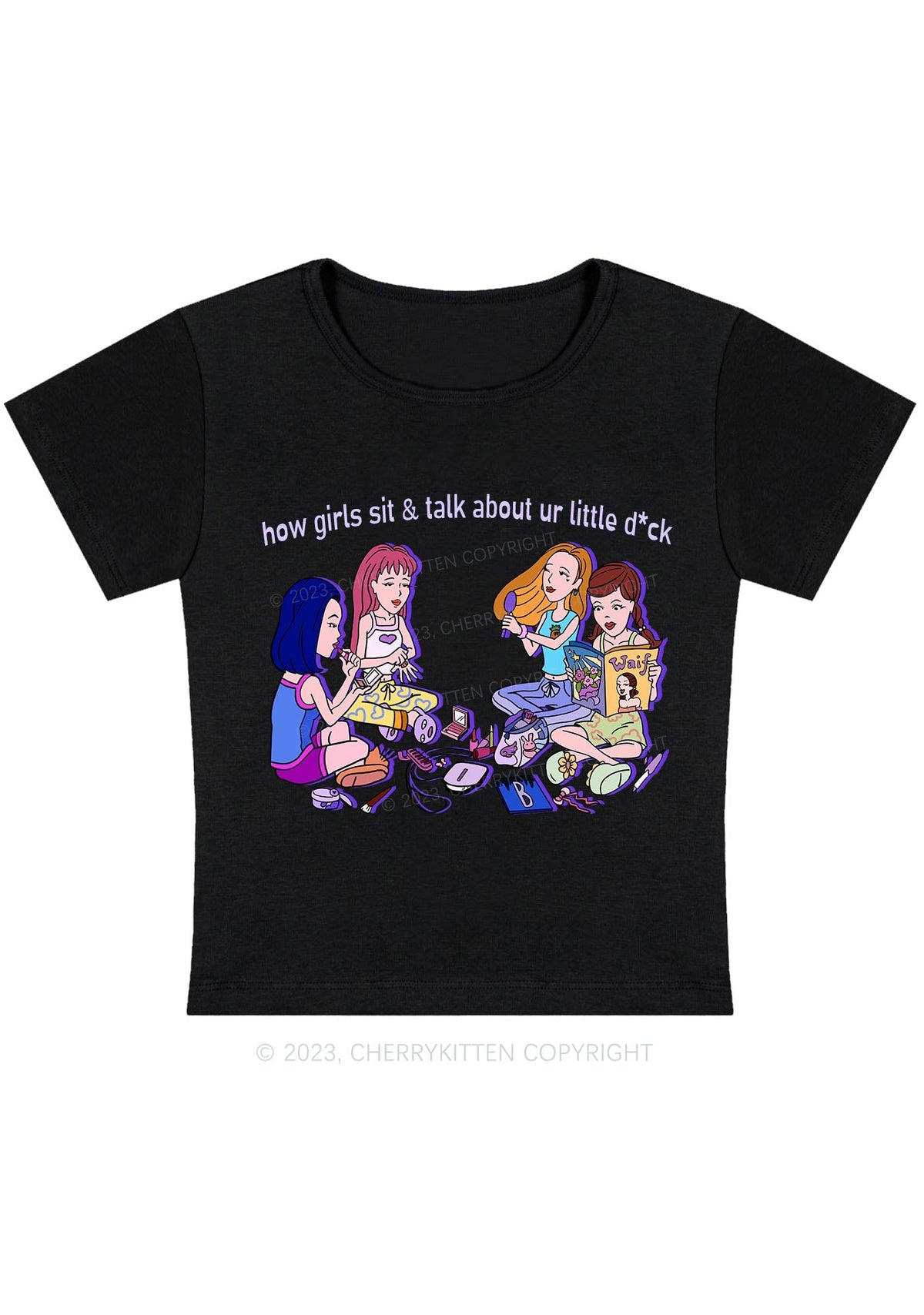 Girls Sit&Talk Y2K Baby Tee Cherrykitten